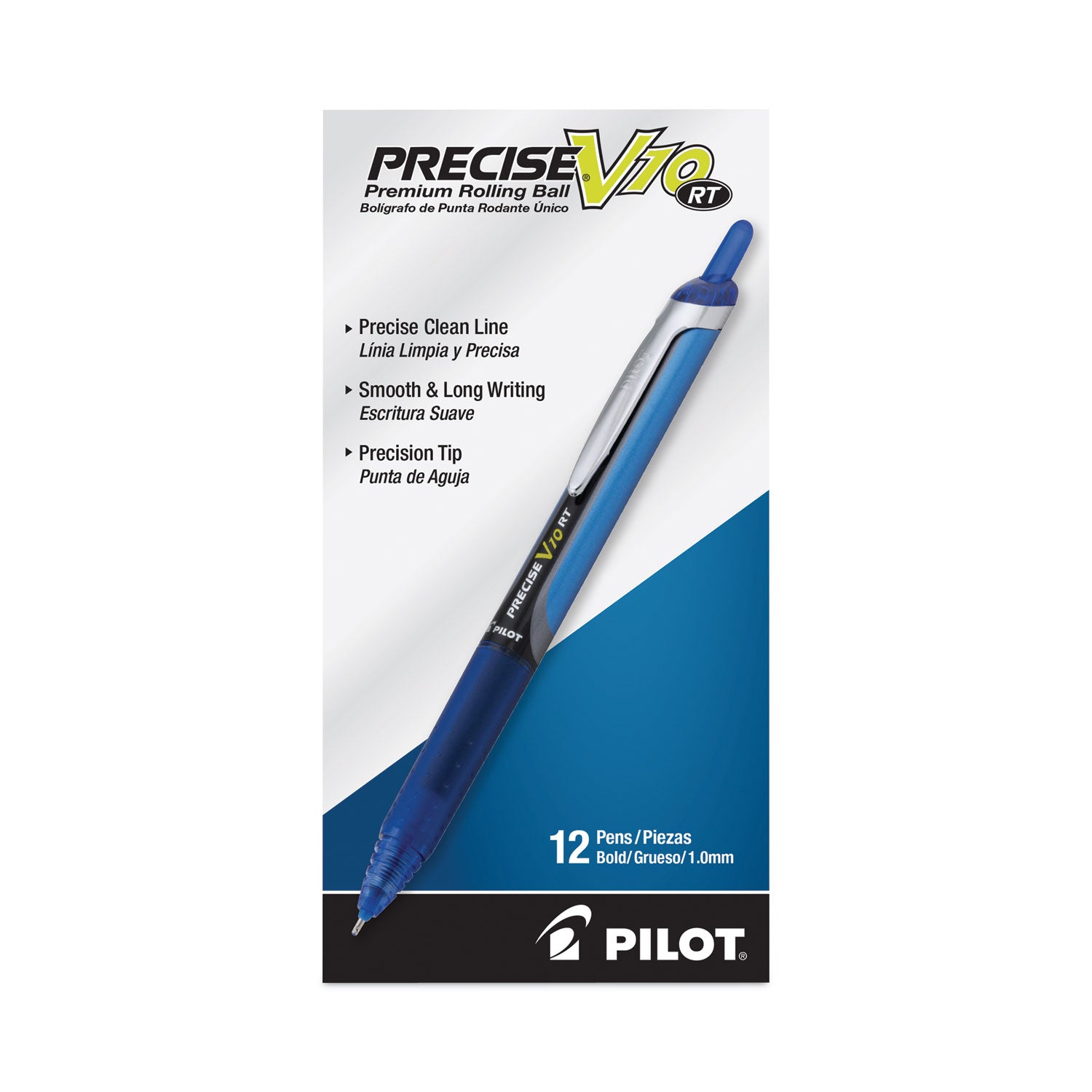 Pilot Retractable Rolling Ball Pens - 0.1 mm Bold Pen Point - Retractable - Blue Ink - Writing - 1 Dozen