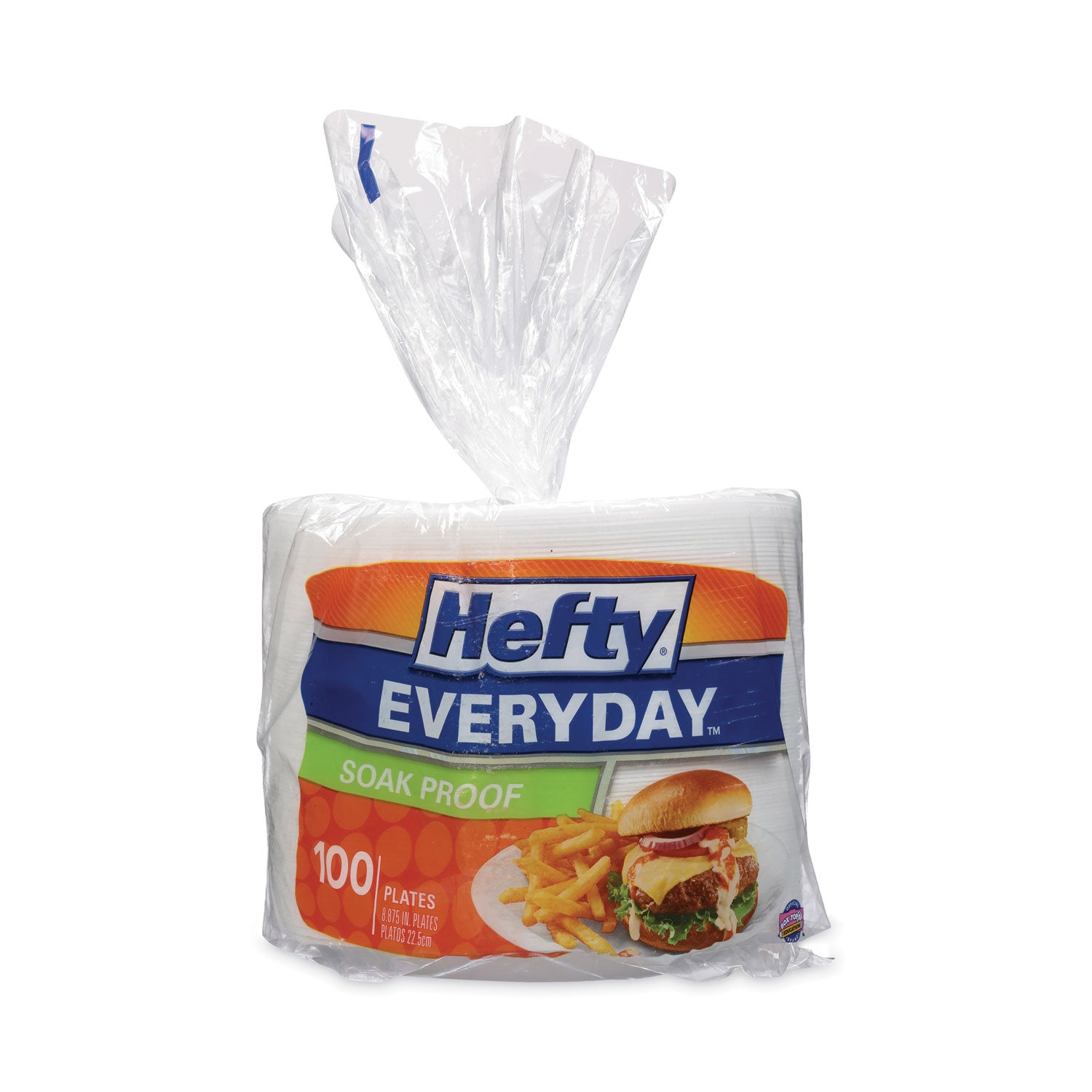 Hefty Everyday 8-7/8" Soak Proof Foam Plates - Disposable - 8.9" Diameter - White - Foam Body - 100 / Pack