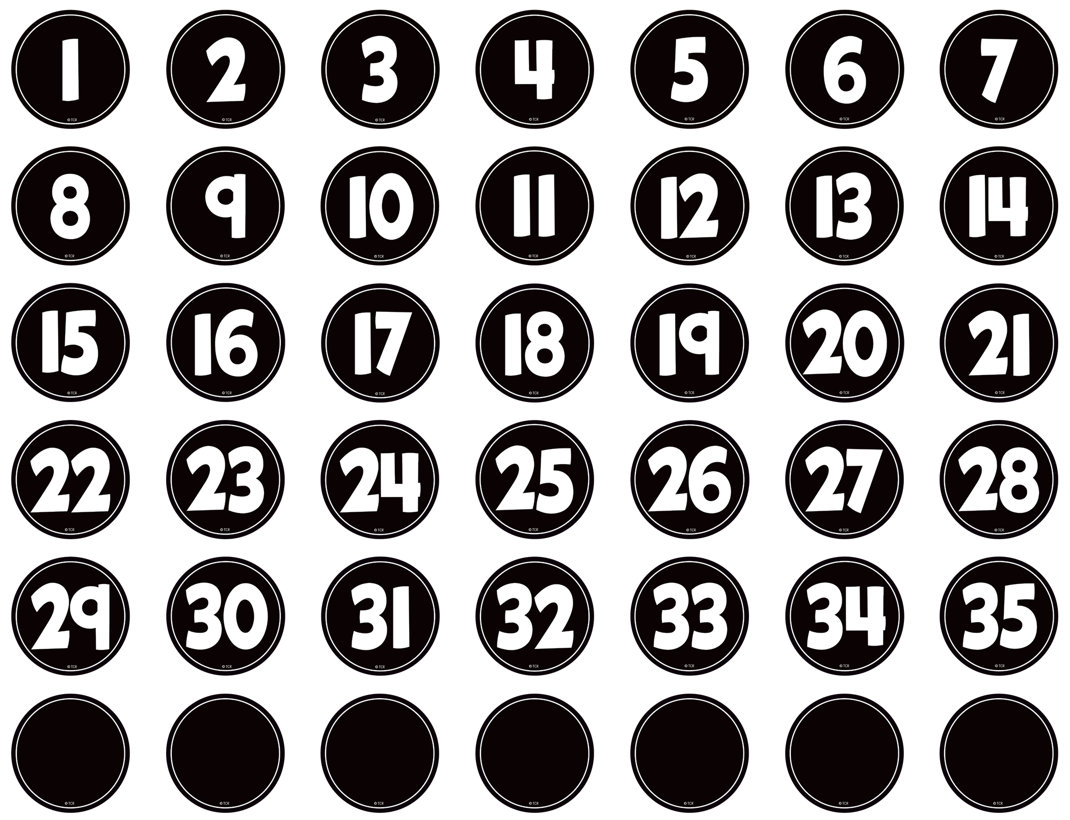 Black and White Numbers Magnetic Accents