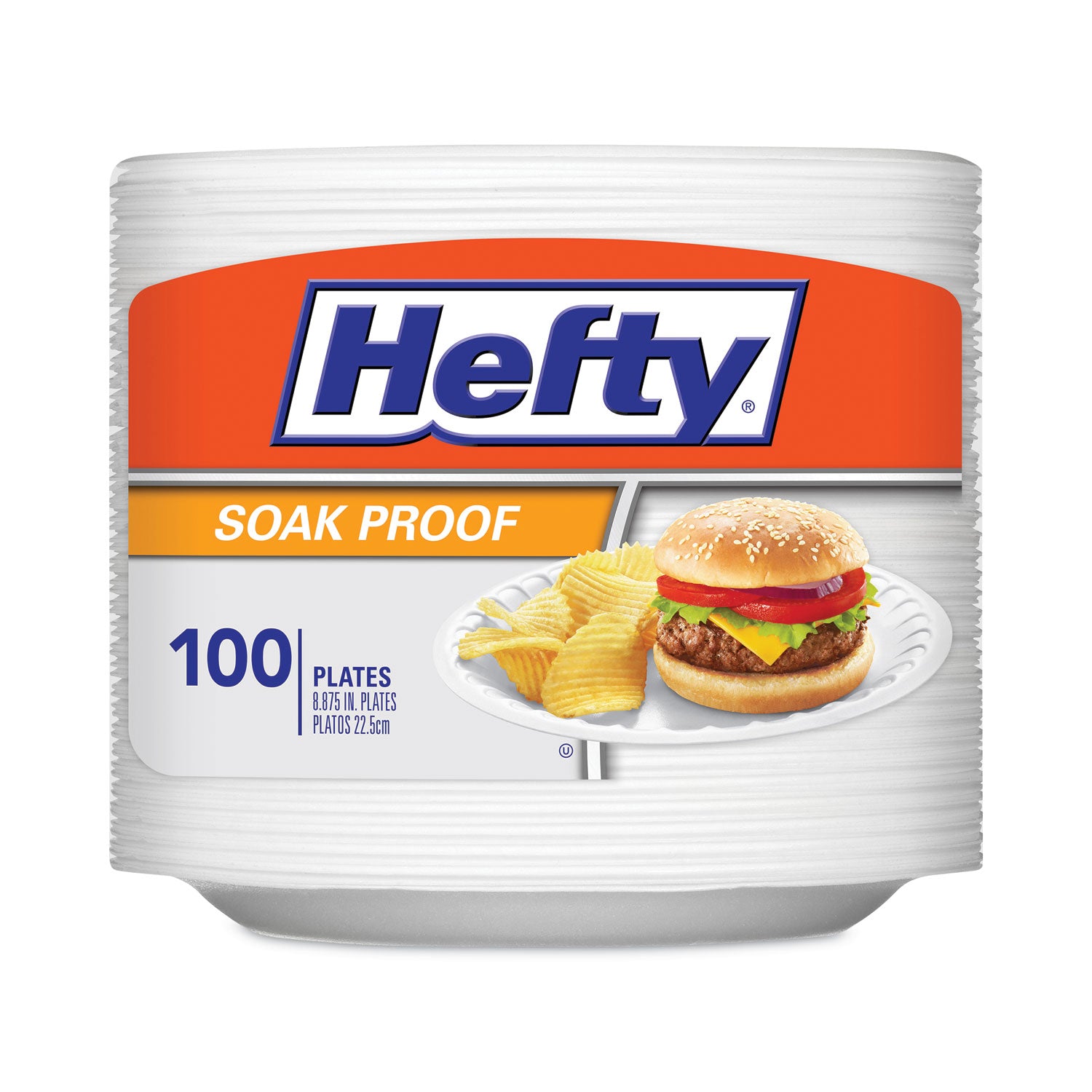 Hefty Everyday 8-7/8" Soak Proof Foam Plates - Disposable - 8.9" Diameter - White - Foam Body - 100 / Pack