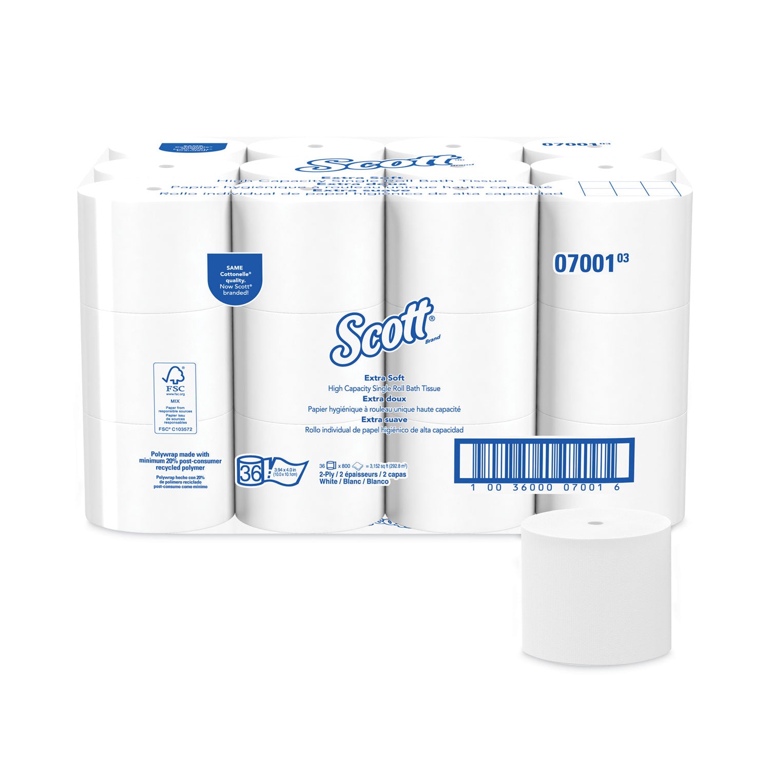 3.94" Width x 4" Length - 800 Sheets/Roll - White - Fiber Paper, Cotton - 1 Carton
