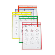 Reusable Dry Erase Pockets, Primary Colors, 9 x 12, Pack of 25