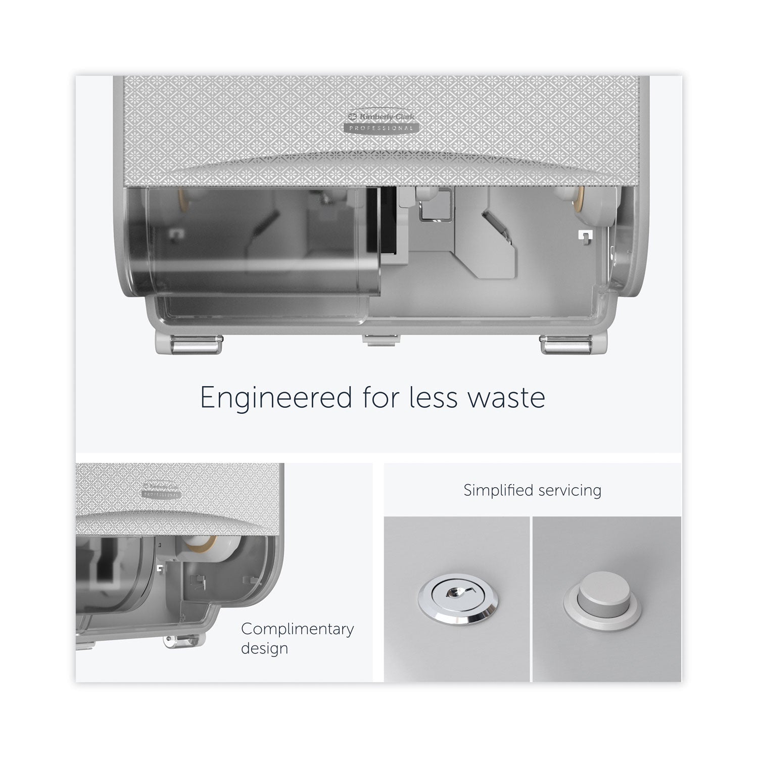 Kimberly-Clark Professional ICON Standard Roll Horizontal Toilet Paper Dispenser - Coreless - 2 x Roll - Silver Mosaic - Refillable, Key Lock - 1 Each