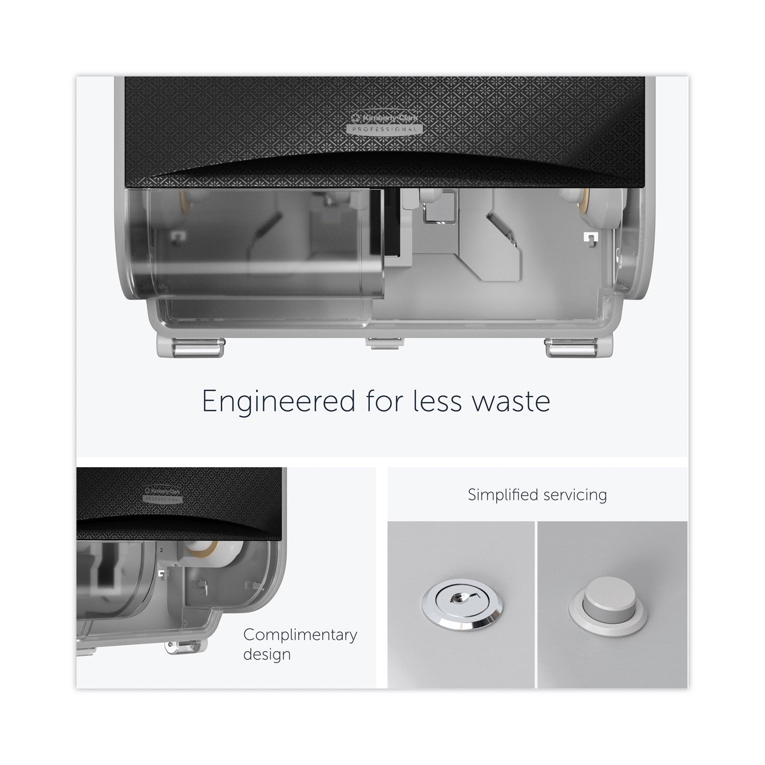 Kimberly-Clark Professional ICON Standard Roll Horizontal Toilet Paper Dispenser - Coreless - 2 x Roll - Black Mosaic - Refillable, Key Lock - 1 Each