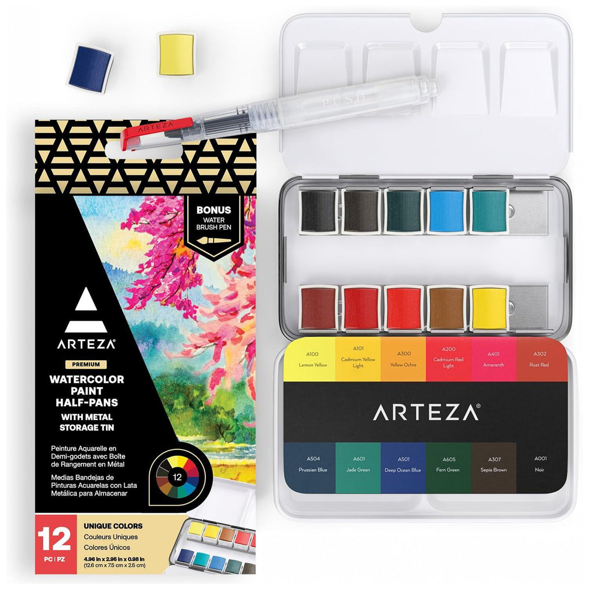 WATERCOLOR PAINT HALF PANS SET 12PC