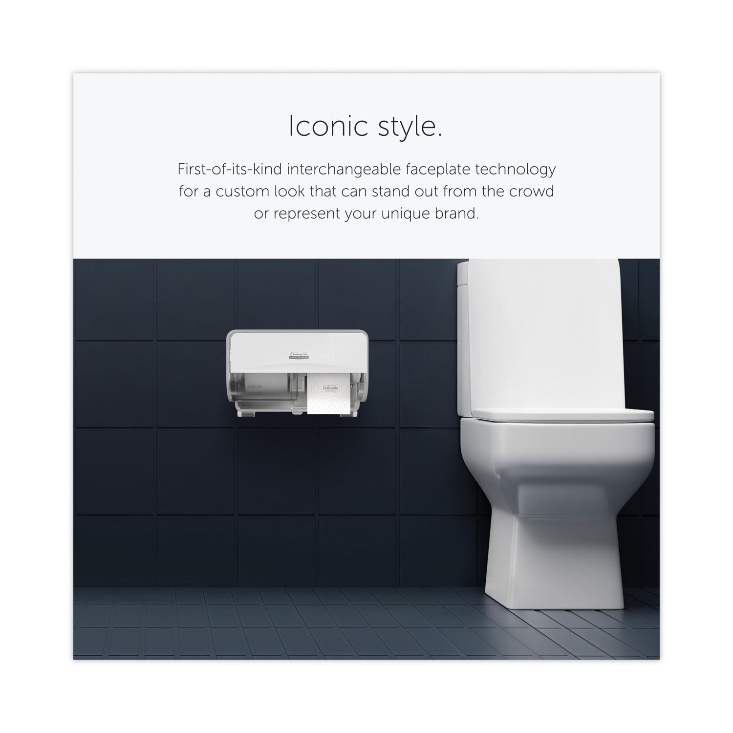 Kimberly-Clark Professional ICON Standard Roll Horizontal Toilet Paper Dispenser - Coreless - 2 x Roll - Silver Mosaic - Refillable, Key Lock - 1 Each