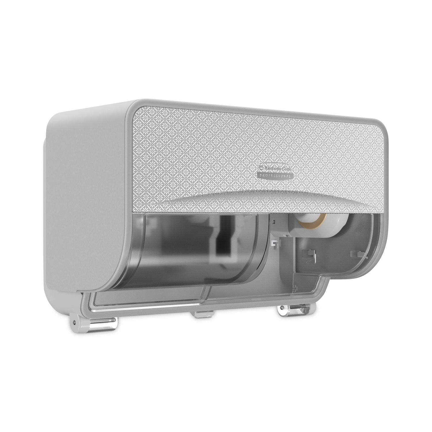 Kimberly-Clark Professional ICON Standard Roll Horizontal Toilet Paper Dispenser - Coreless - 2 x Roll - Silver Mosaic - Refillable, Key Lock - 1 Each