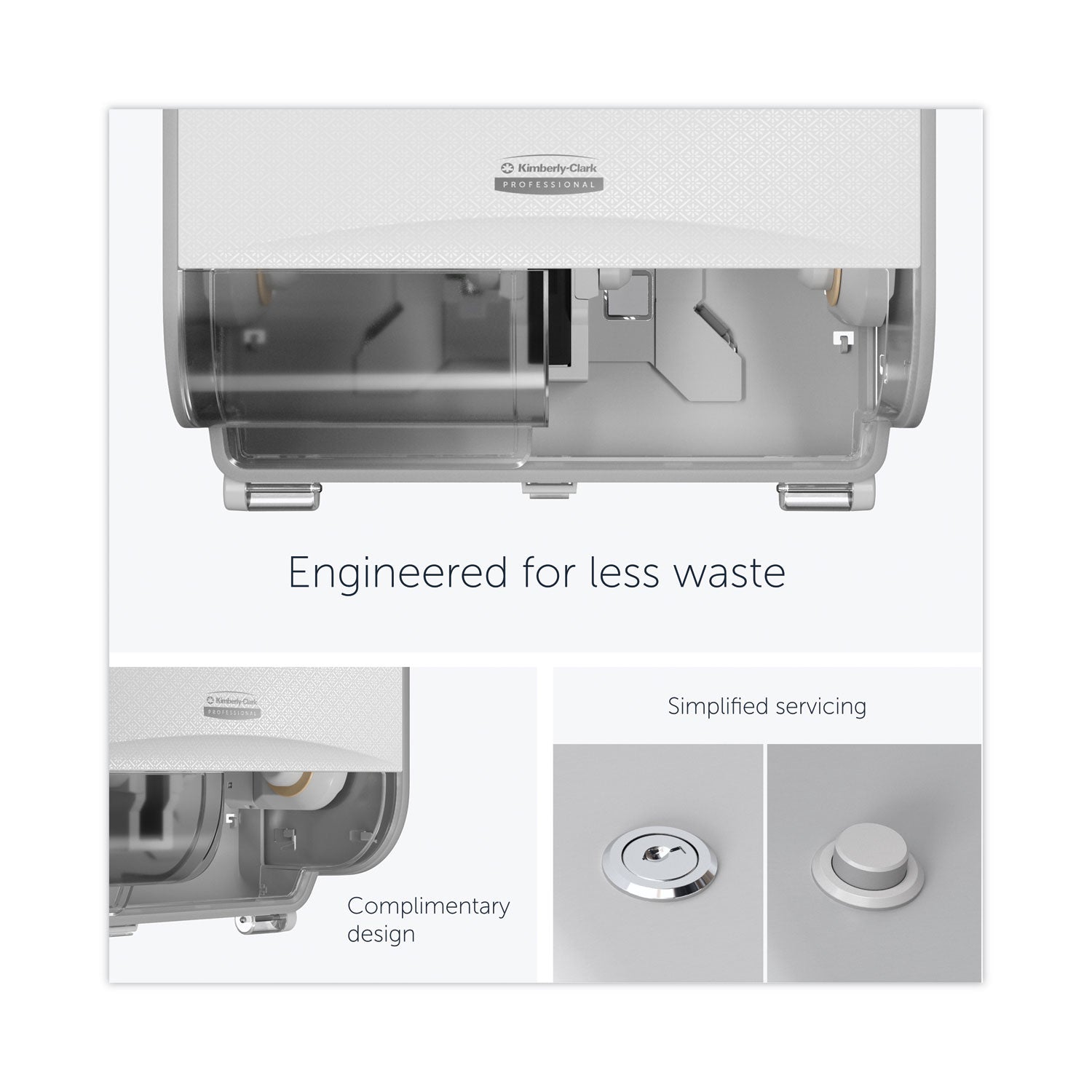 Kimberly-Clark Professional ICON Standard Roll Horizontal Toilet Paper Dispenser - Coreless - 2 x Roll - White Mosaic - Refillable, Key Lock - 1 Each