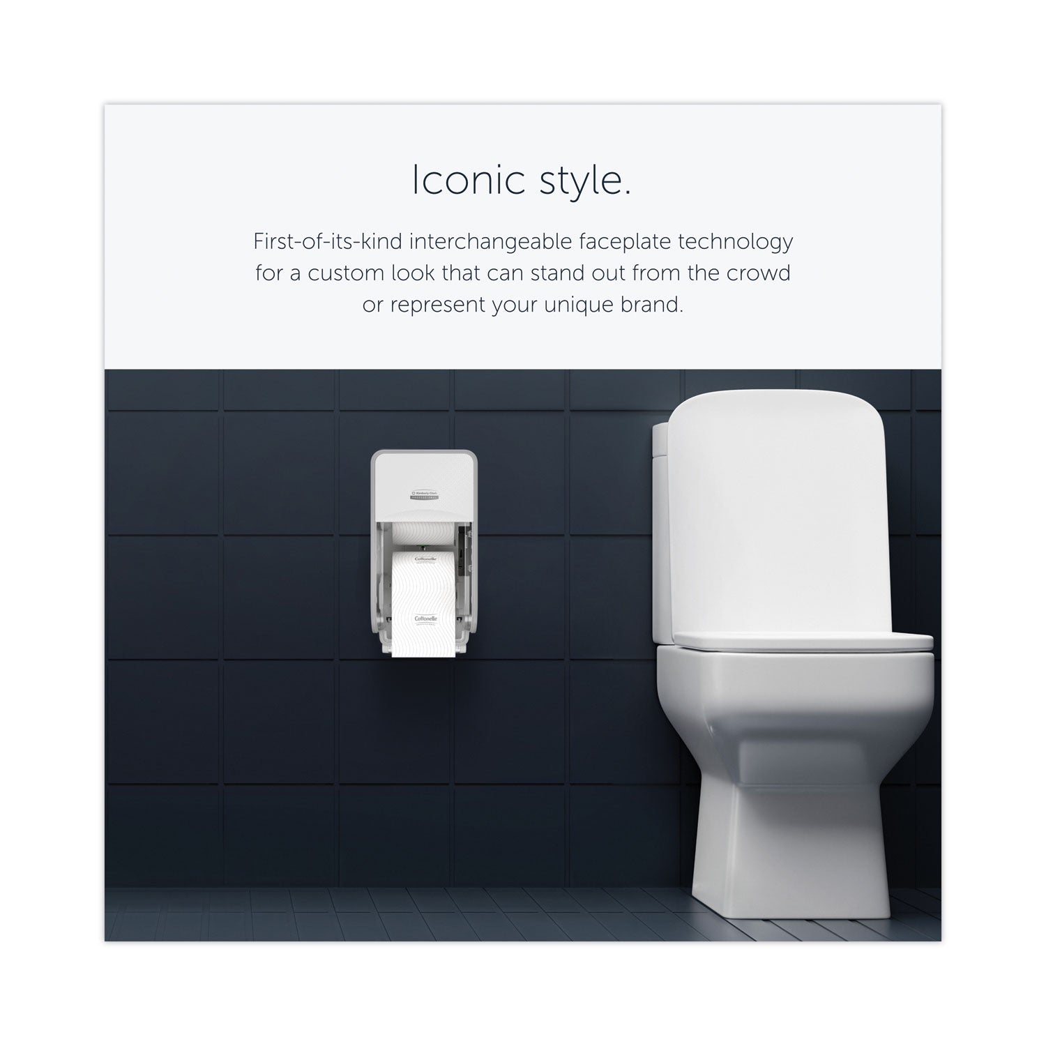 Kimberly-Clark Professional ICON Standard Roll Vertical Toilet Paper Dispenser - Coreless - 2 x Roll - White Mosaic - Refillable, Key Lock - 1 Each