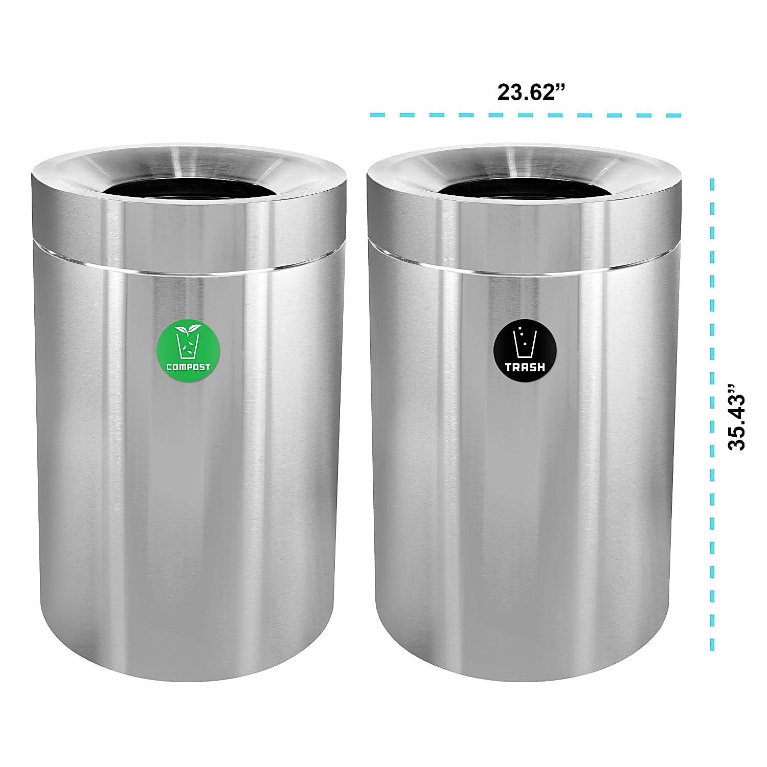 50  Gallon Stainless Steel Compost Bin and Trash Can