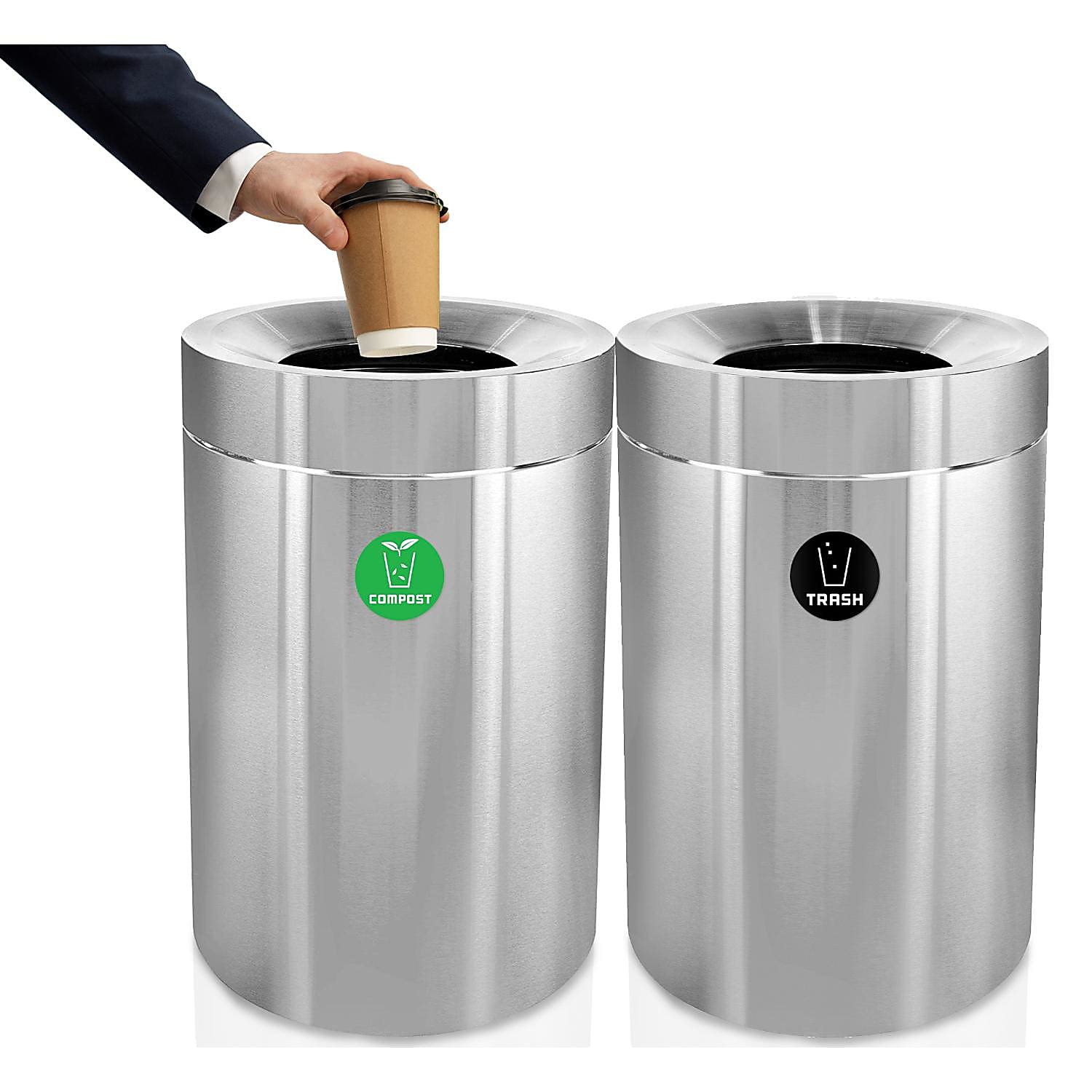 50  Gallon Stainless Steel Compost Bin and Trash Can