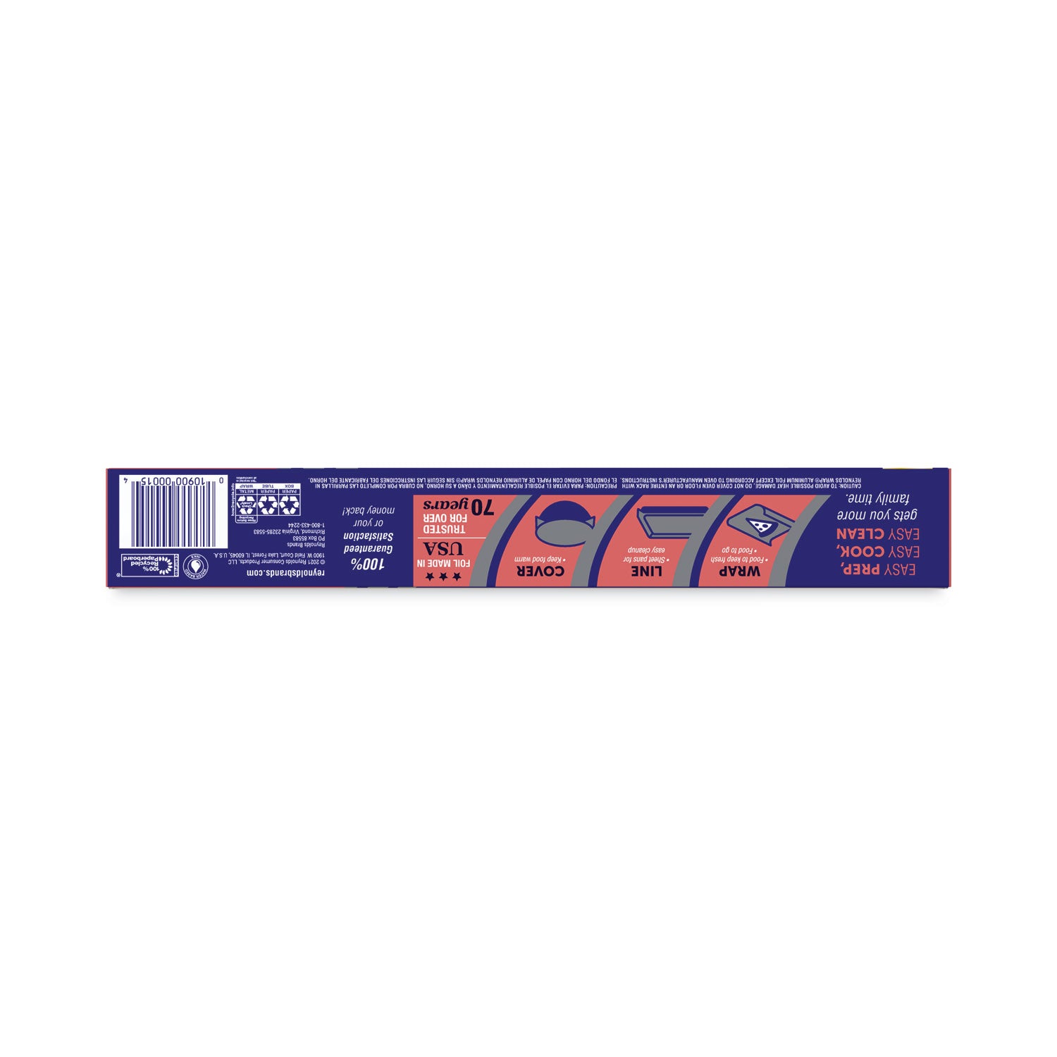 Reynolds Wrap Standard Aluminum Foil - 12" Width x 75 ft Length - Moisture Proof, Grease Proof, Odor Proof, Durable, Heat Resistant, Cold Resistant, Molded - Aluminum - Silver - 1 Each