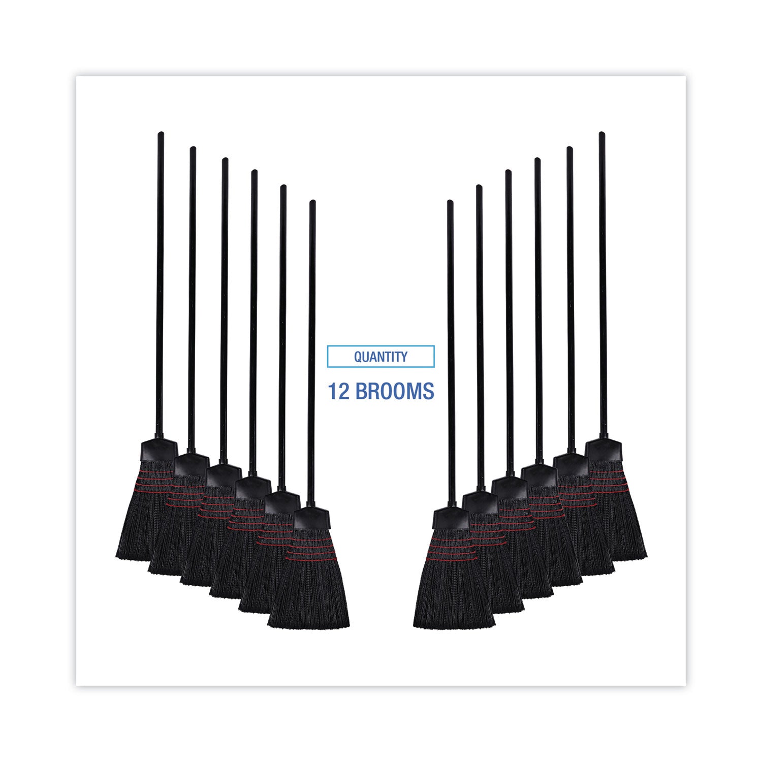 Maid Broom, Plastic Bristles, 54" Overall Length, Dozen