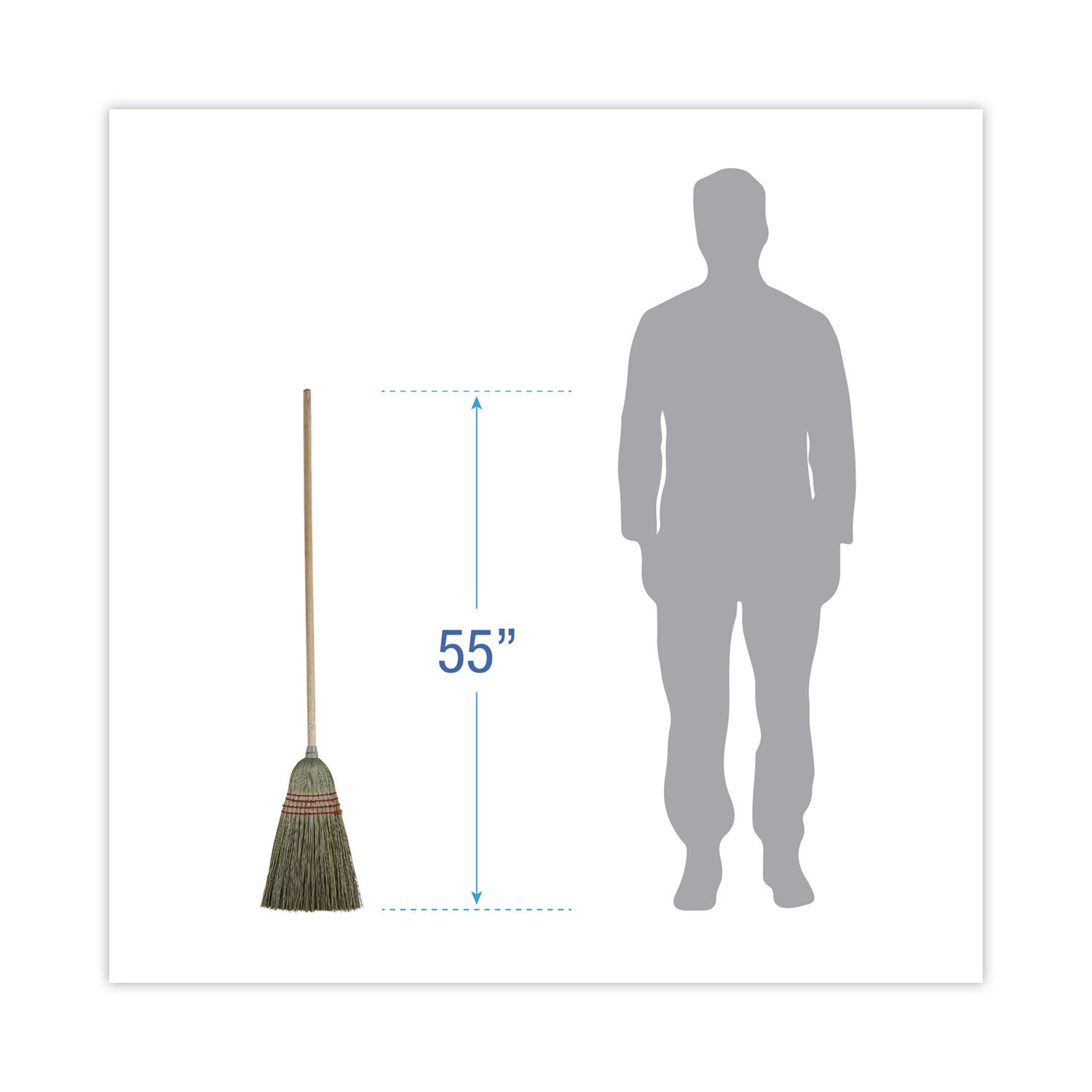 Mixed Fiber Maid Broom, Mixed Fiber Bristles, 55" Overall Length, Natural, 12/carton