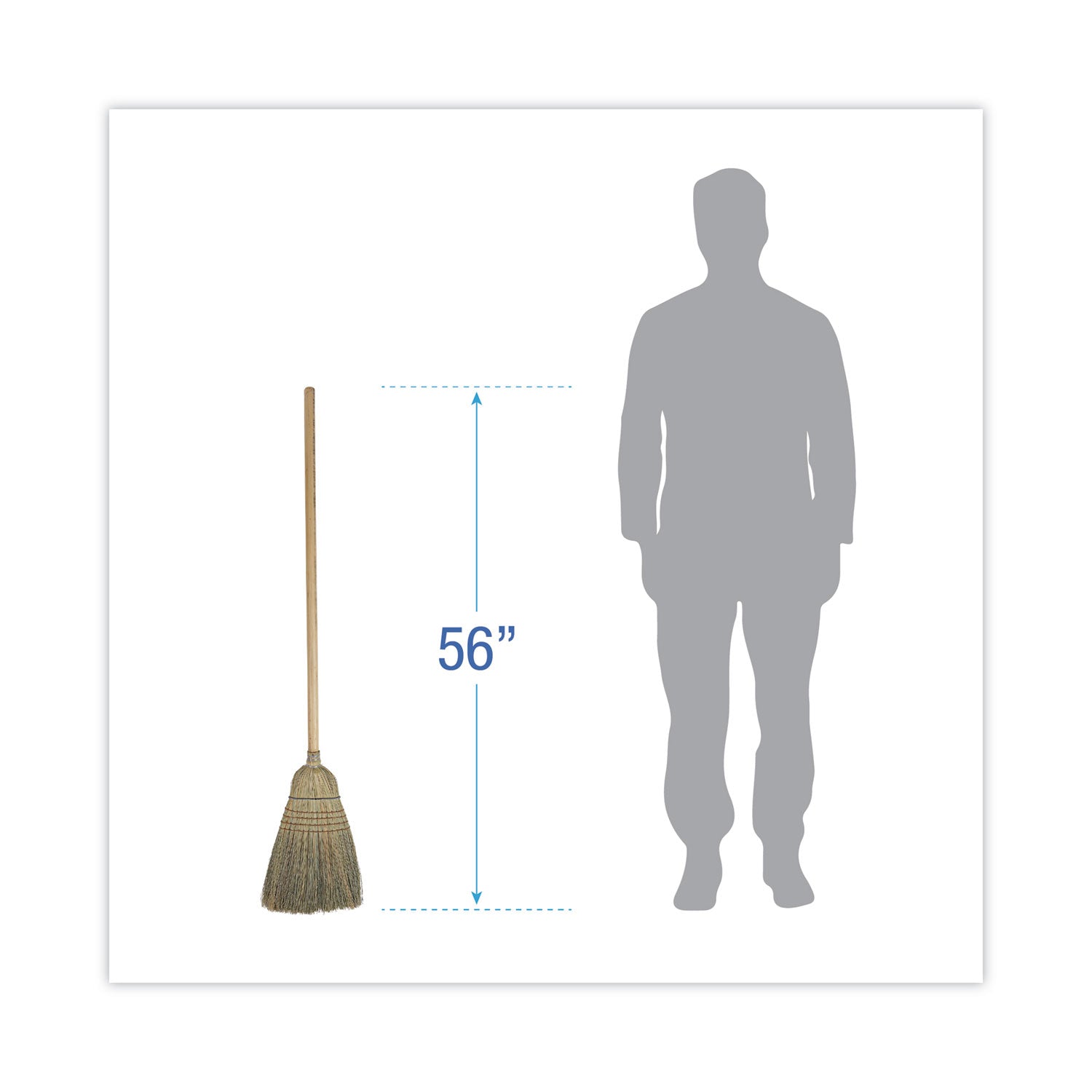 Warehouse Broom, Corn Fiber Bristles, 56" Overall Length, Natural