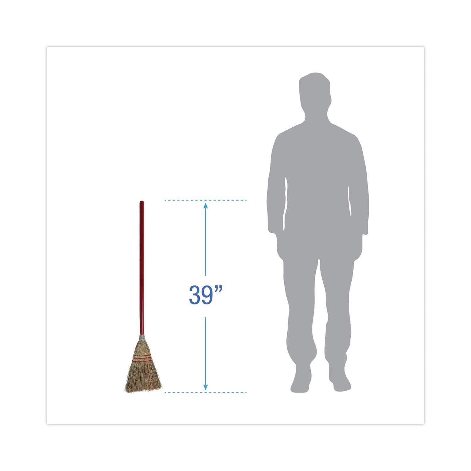 Corn Fiber Lobby/toy Broom, Corn Fiber Bristles, 39" Overall Length, Red, 12/carton