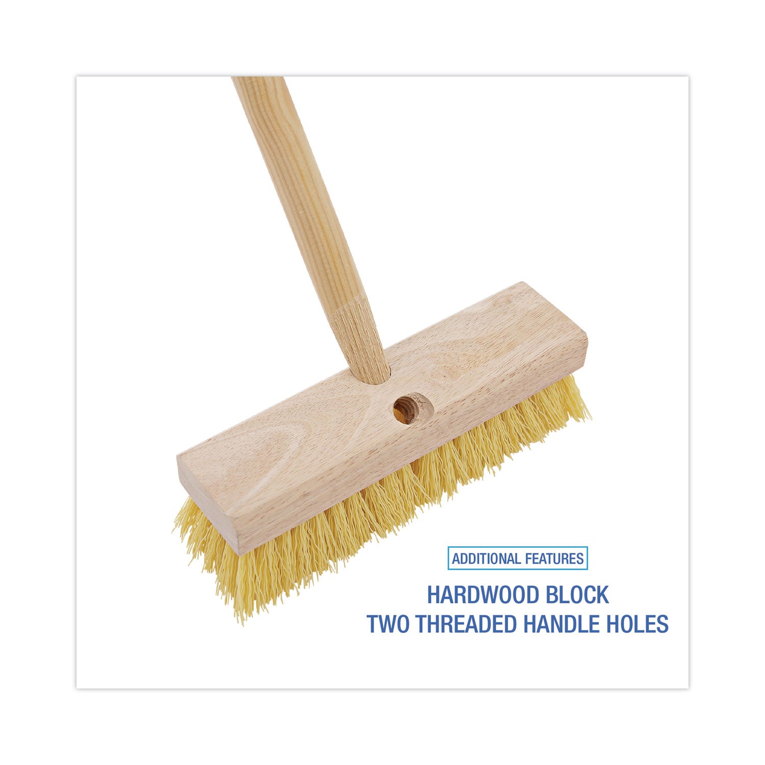Deck Brush Head, 2" Cream Polypropylene Bristles, 10" Brush