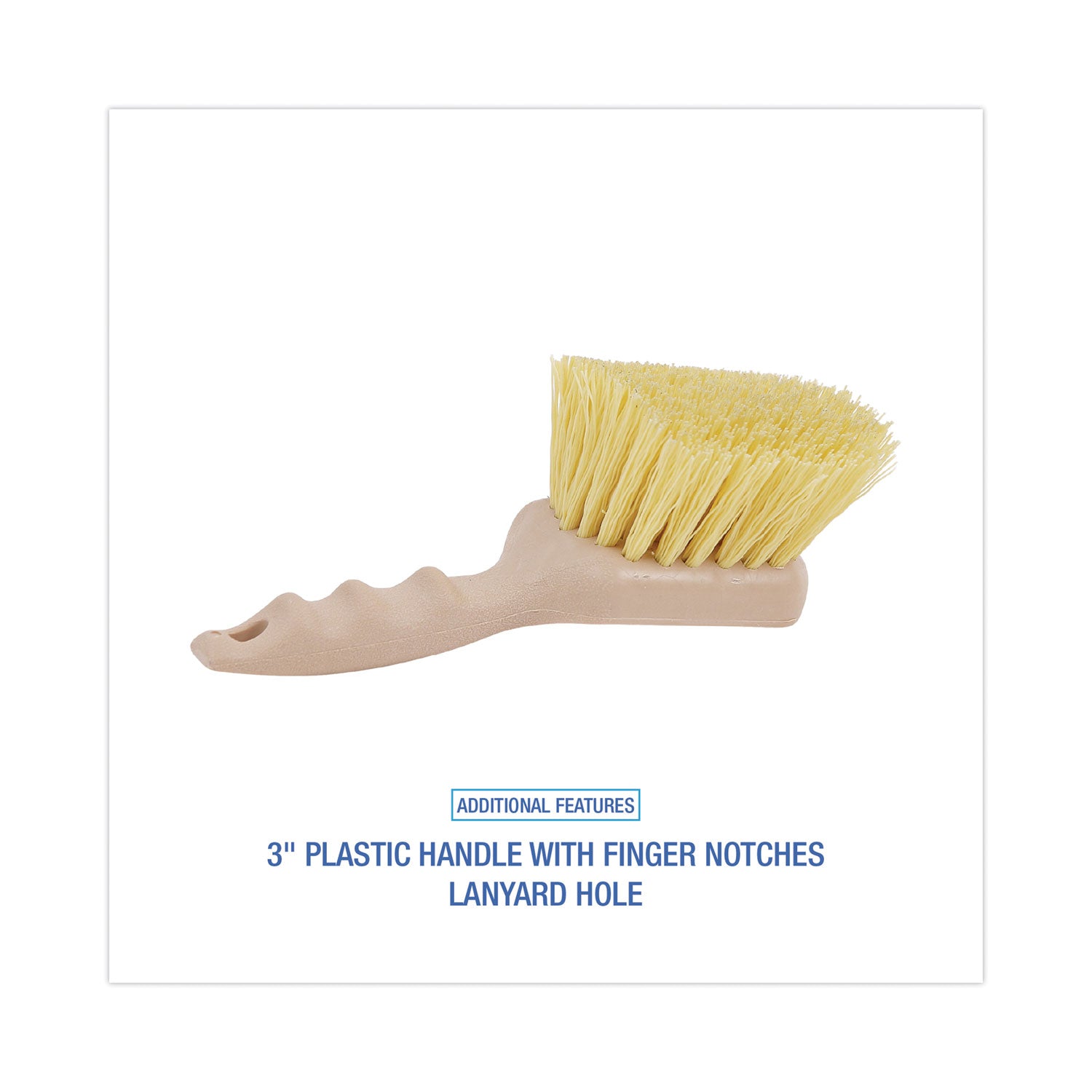 Utility Brush, Cream Polypropylene Bristles, 5.5" Brush, 3" Tan Plastic Handle
