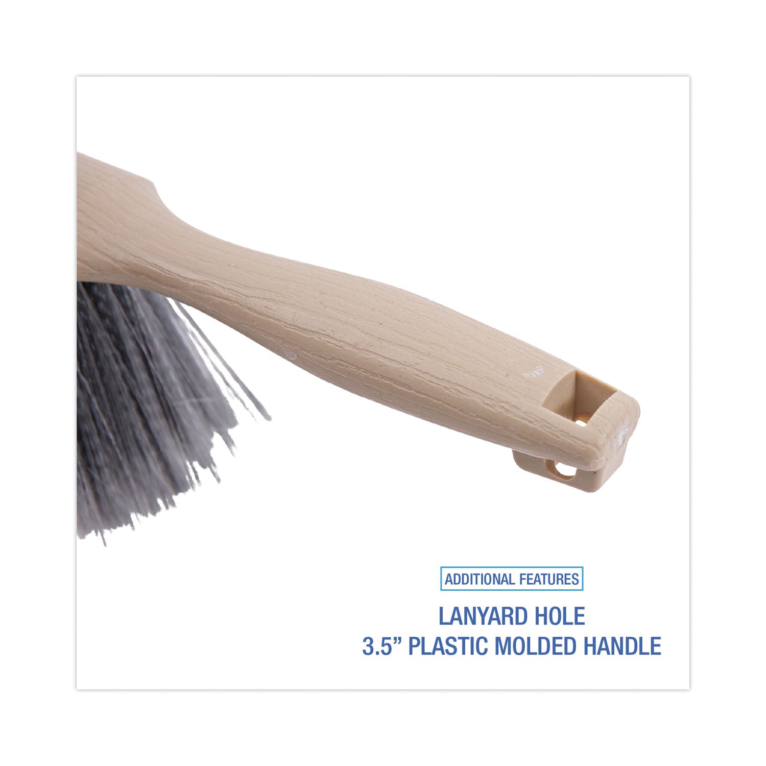 Counter Brush, Gray Flagged Polypropylene Bristles, 4.5" Brush, 3.5" Tan Plastic Handle
