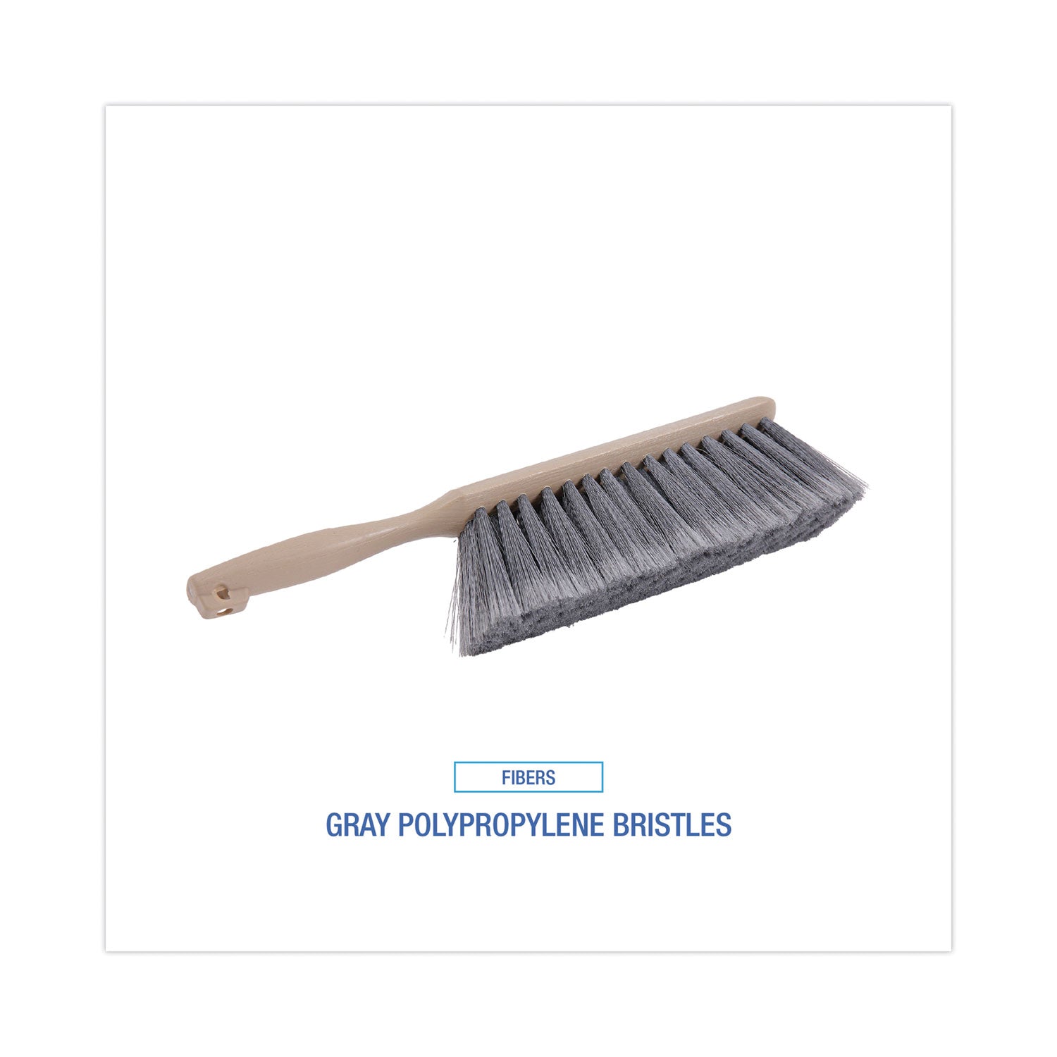 Counter Brush, Gray Flagged Polypropylene Bristles, 4.5" Brush, 3.5" Tan Plastic Handle