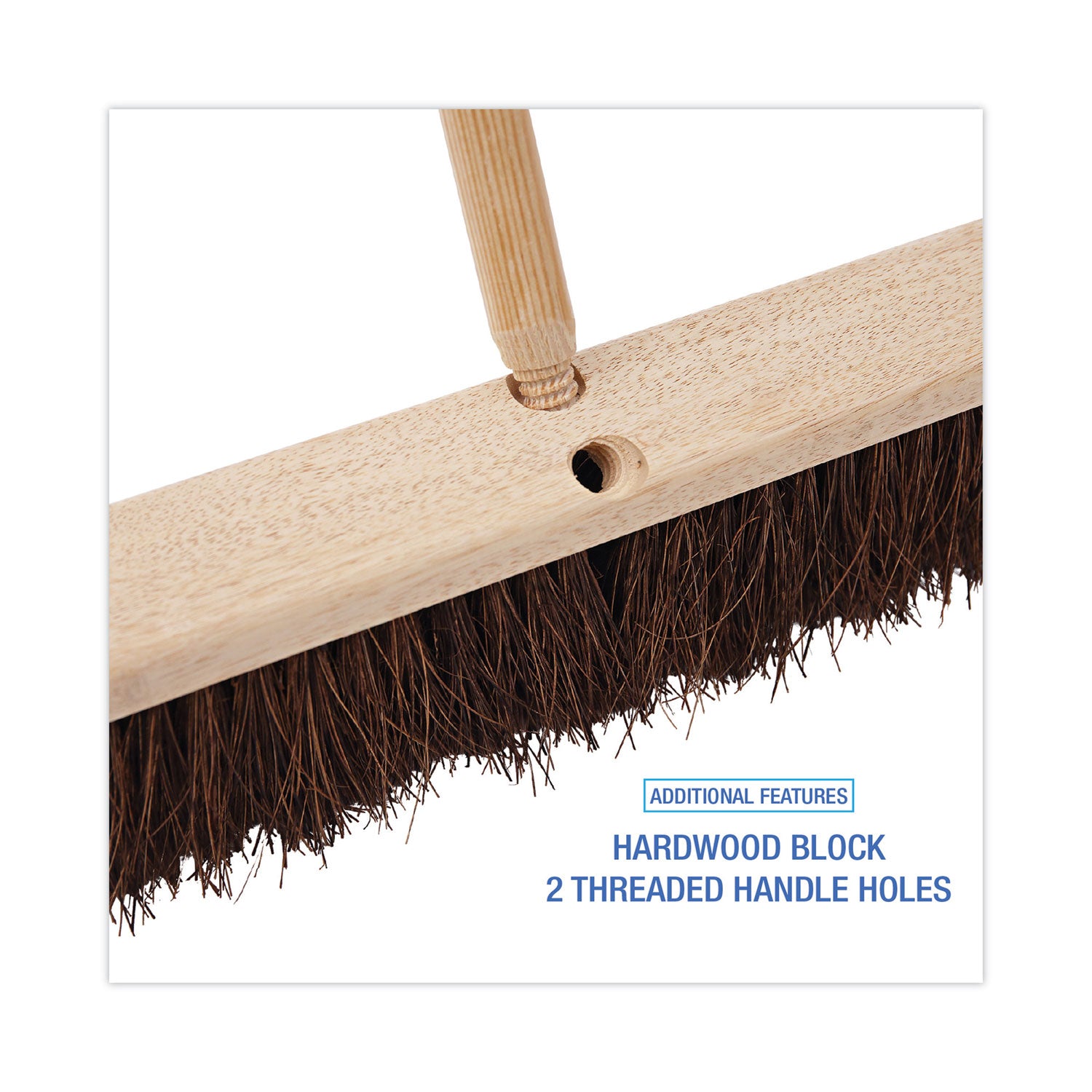 Floor Brush Head, 3.25" Natural Palmyra Fiber Bristles, 24" Brush