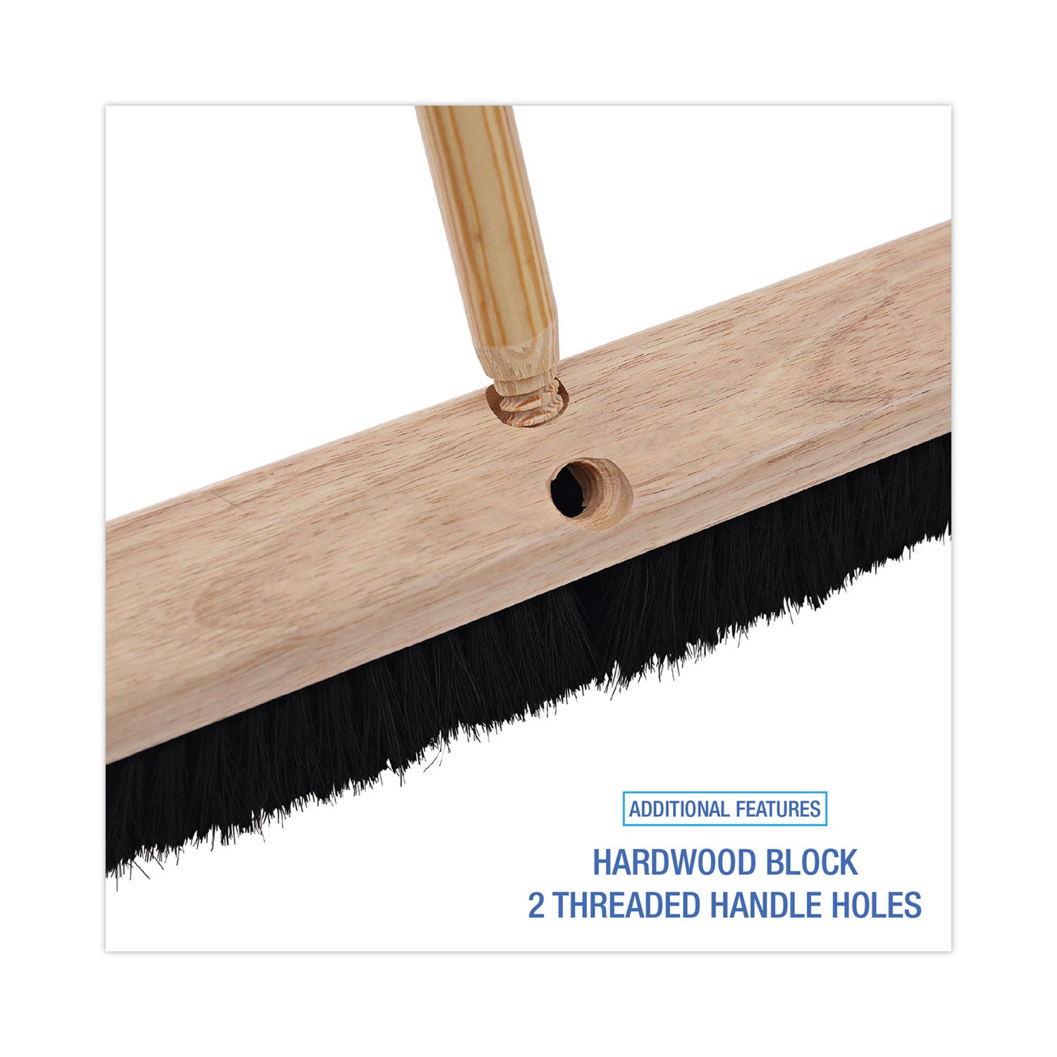 Floor Brush Head, 2.5" Black Tampico Fiber Bristles, 18" Brush