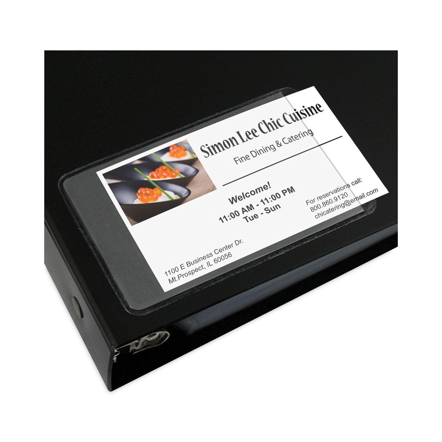Self-Adhesive Business Card Holder, Side Load, 2" x 3-1/2", Pack of 10