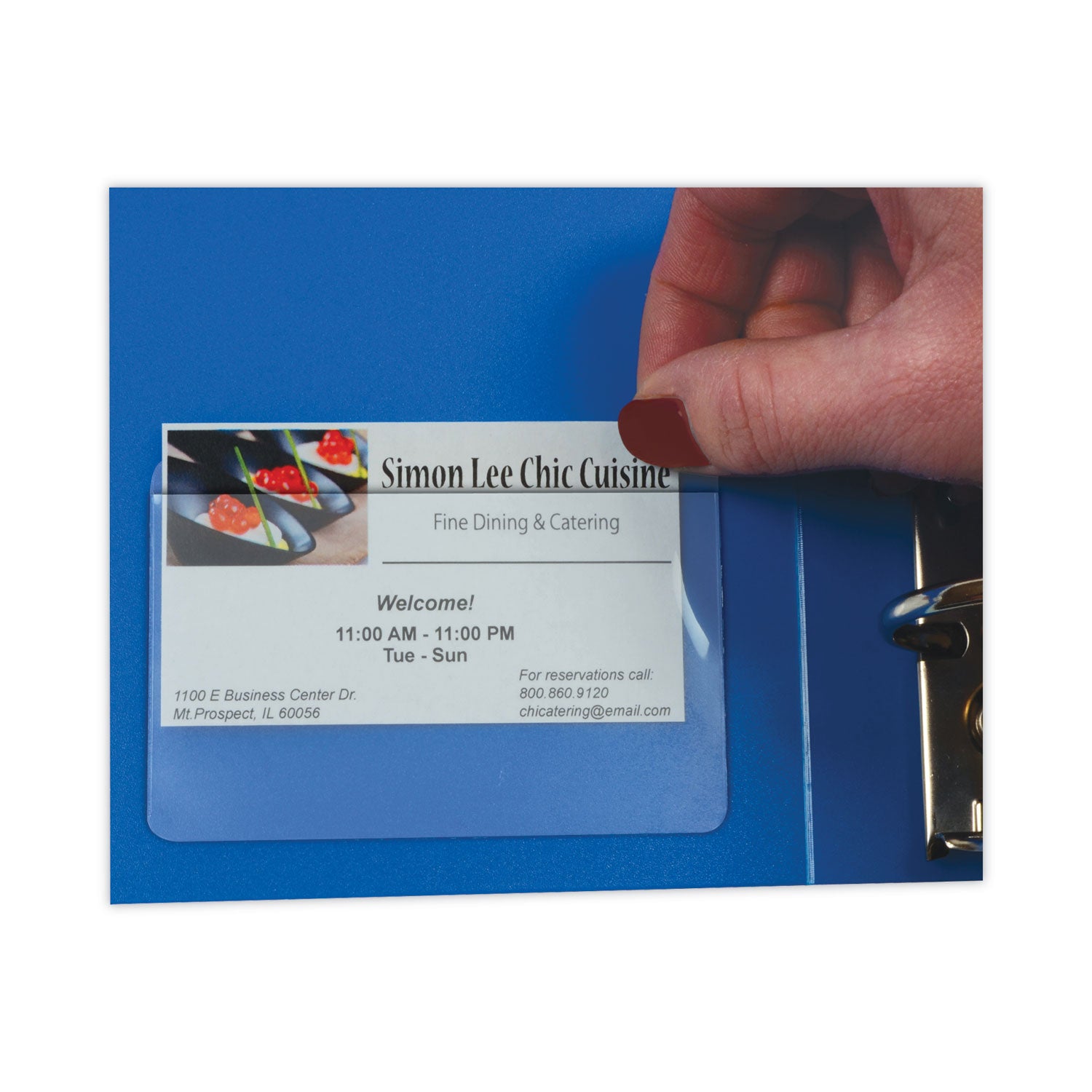 Self-Adhesive Business Card Holder, Top Load, 2 x 3-1/2, Pack of 10