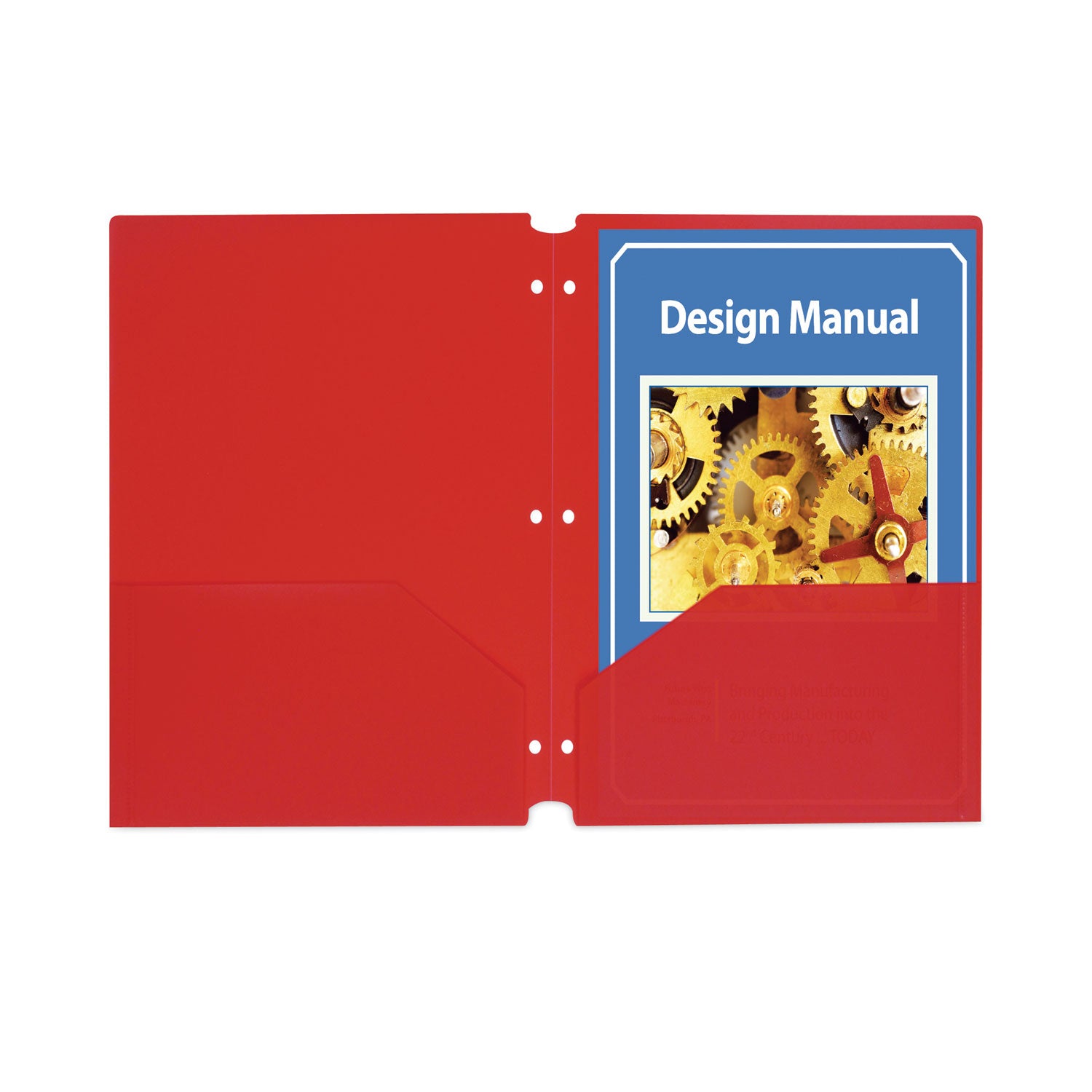 Two-Pocket Poly Portfolios with Three-Hole Punch, Red, Box of 25