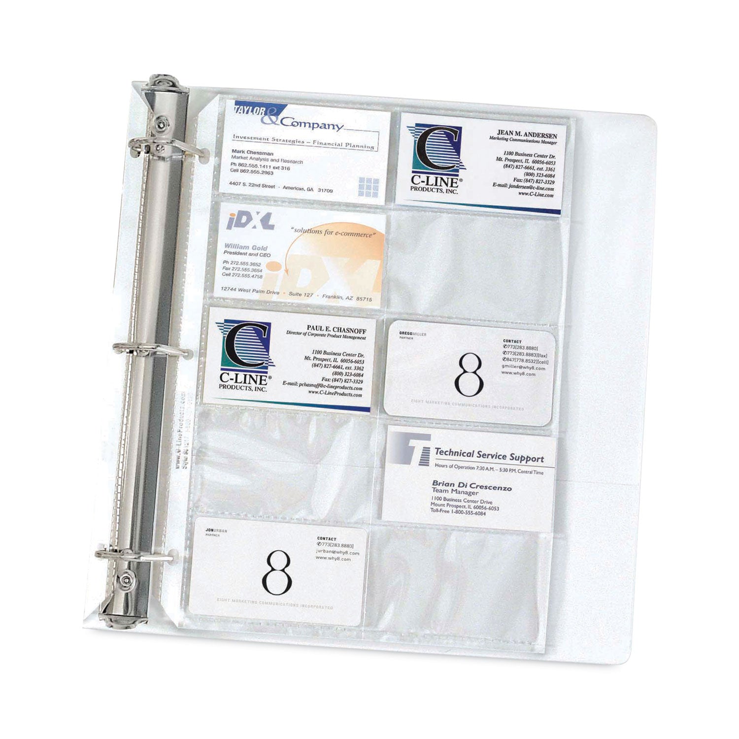 Business Card Holder, Poly without Tabs, Holds 20 Cards/Page, 11-1/4 x 8-1/8, Pack of 10