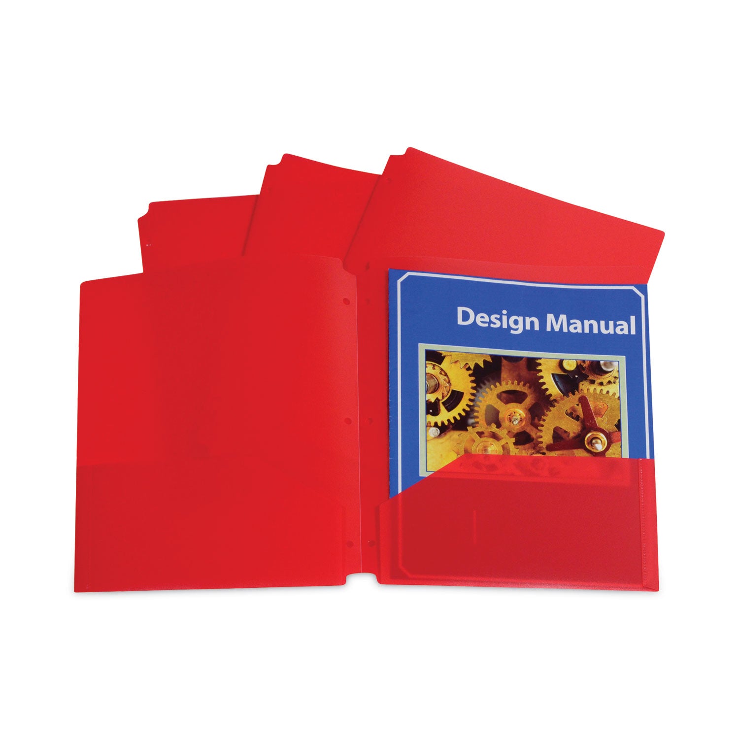 Two-Pocket Poly Portfolios with Three-Hole Punch, Red, Box of 25