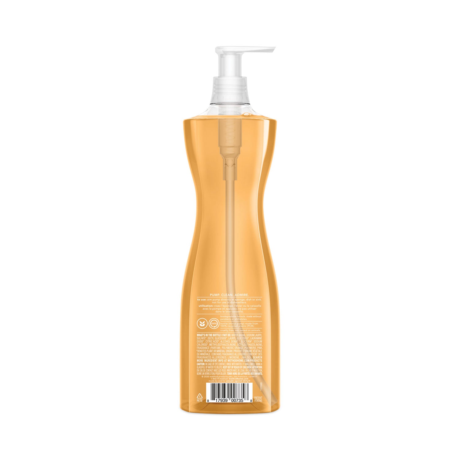 Method Dish Soap - For Dish, Sink - 18 fl oz (0.6 quart) - Clementine Scent - Recommended For: Grease Remover - Non-toxic - Orange - 1 Each
