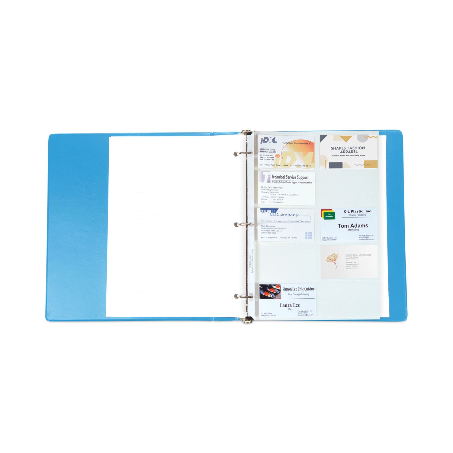 Business Card Holder, Poly without Tabs, Holds 20 Cards/Page, 11-1/4 x 8-1/8, Pack of 10