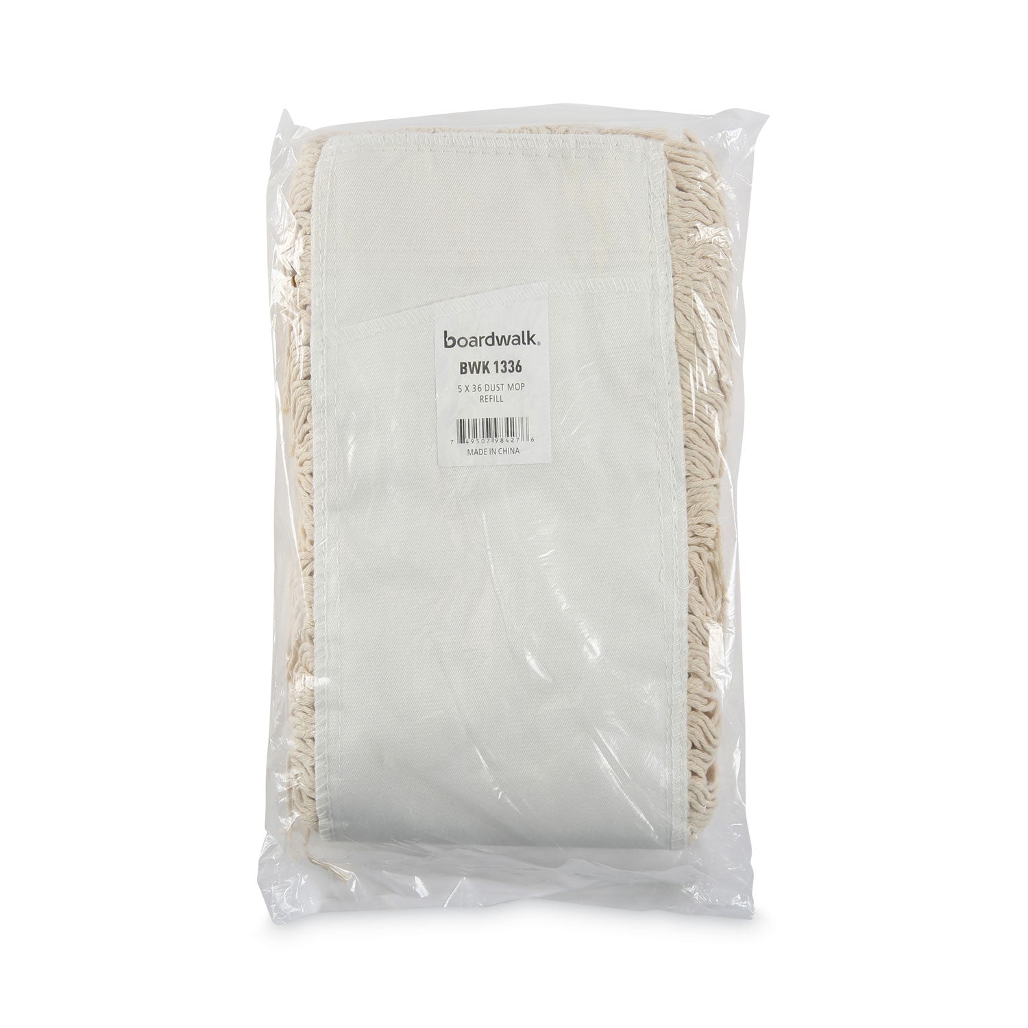 Industrial Dust Mop Head, Washable, Hygrade Cotton, 36w x 5d, White