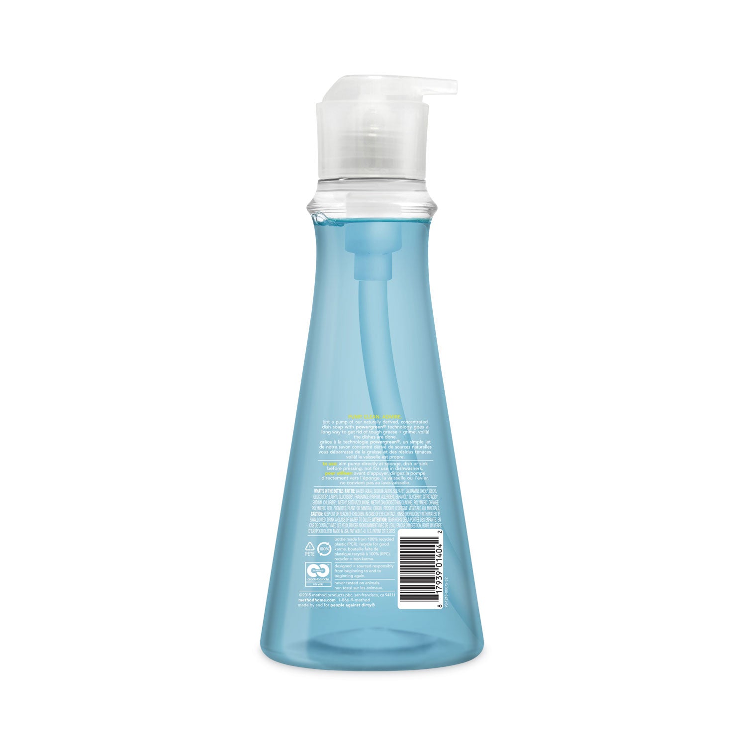 Method Dish Soap - For Dish, Sink - 18 fl oz (0.6 quart) - Sea Mineral Scent - Recommended For: Grease Remover - Non-toxic - Light Blue - 1 Each