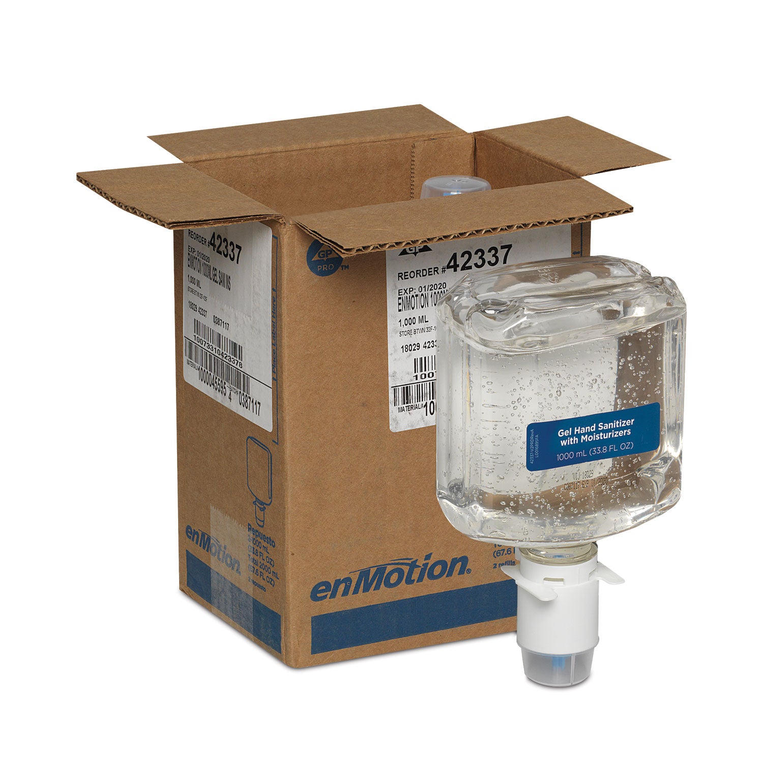 Enmotion Gen2 E3-Rated Gel Sanitizer Dispenser Refill, 1,000 Ml Bottle, Fragrance-Free, 2/carton