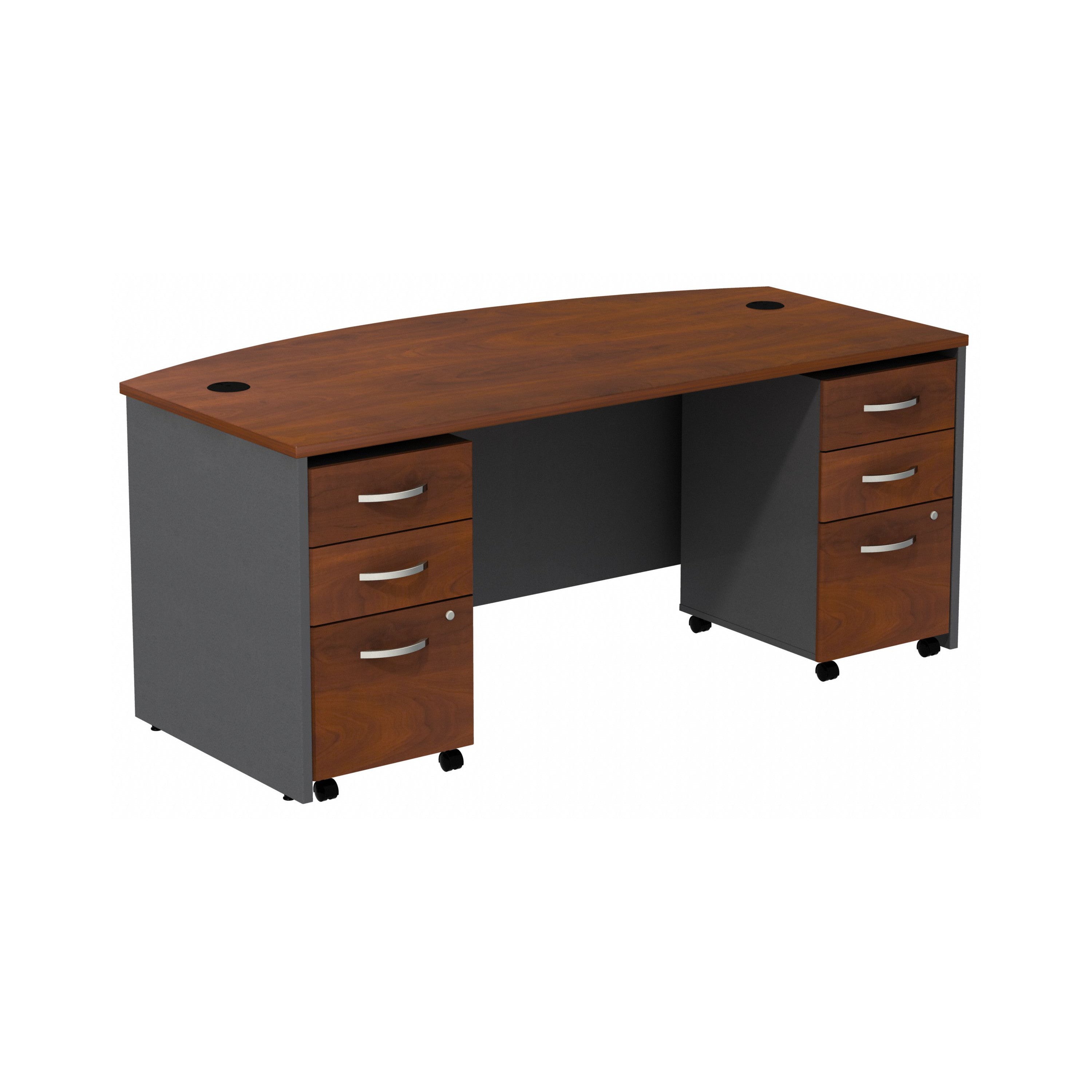 Bush Business Furniture Series C 72W Bowfront Shell Desk with (2) 3-Drawer Mobile Pedestals - 71.1" Width x 36.06" Depth x 29.8" Height