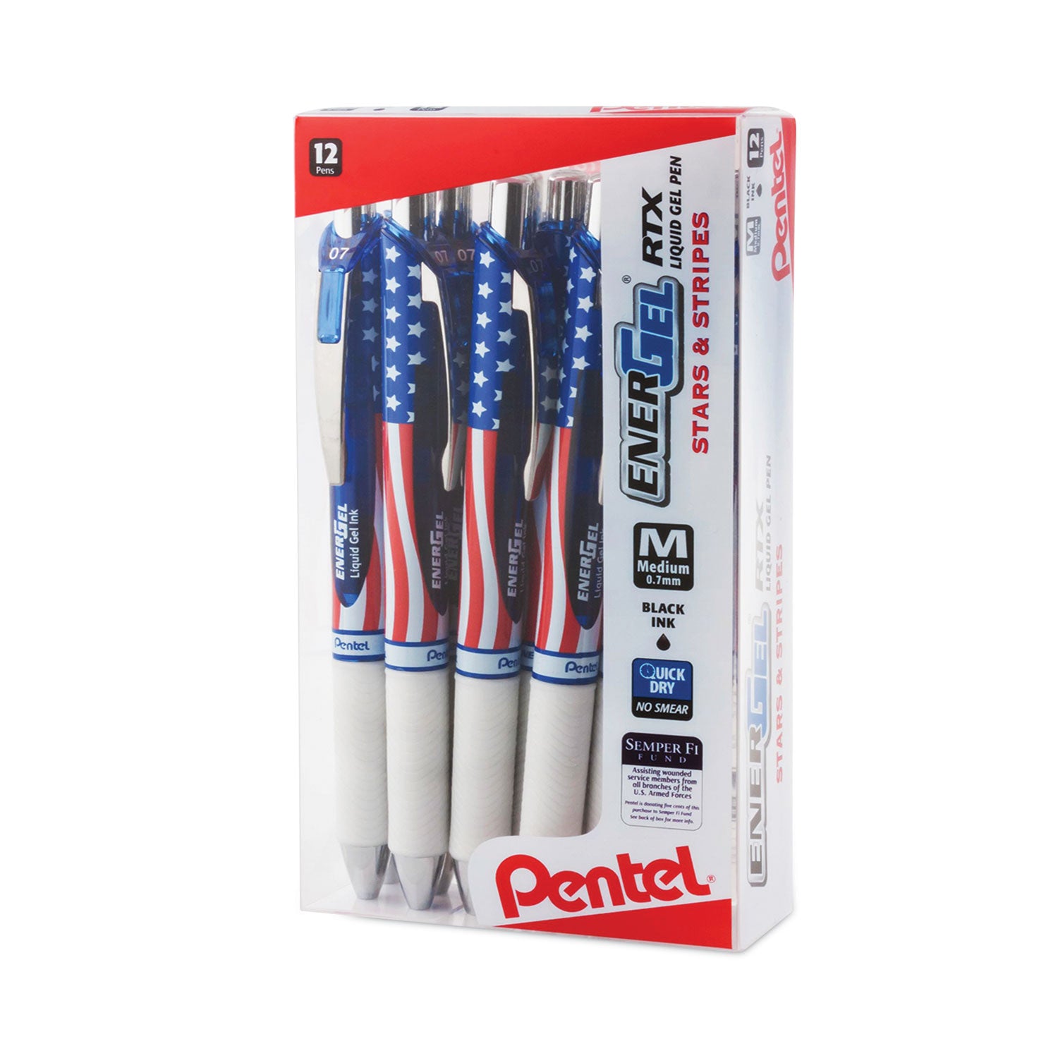 0.7 mm Pen Point - Refillable - Retractable - Black Ink - 1 Dozen