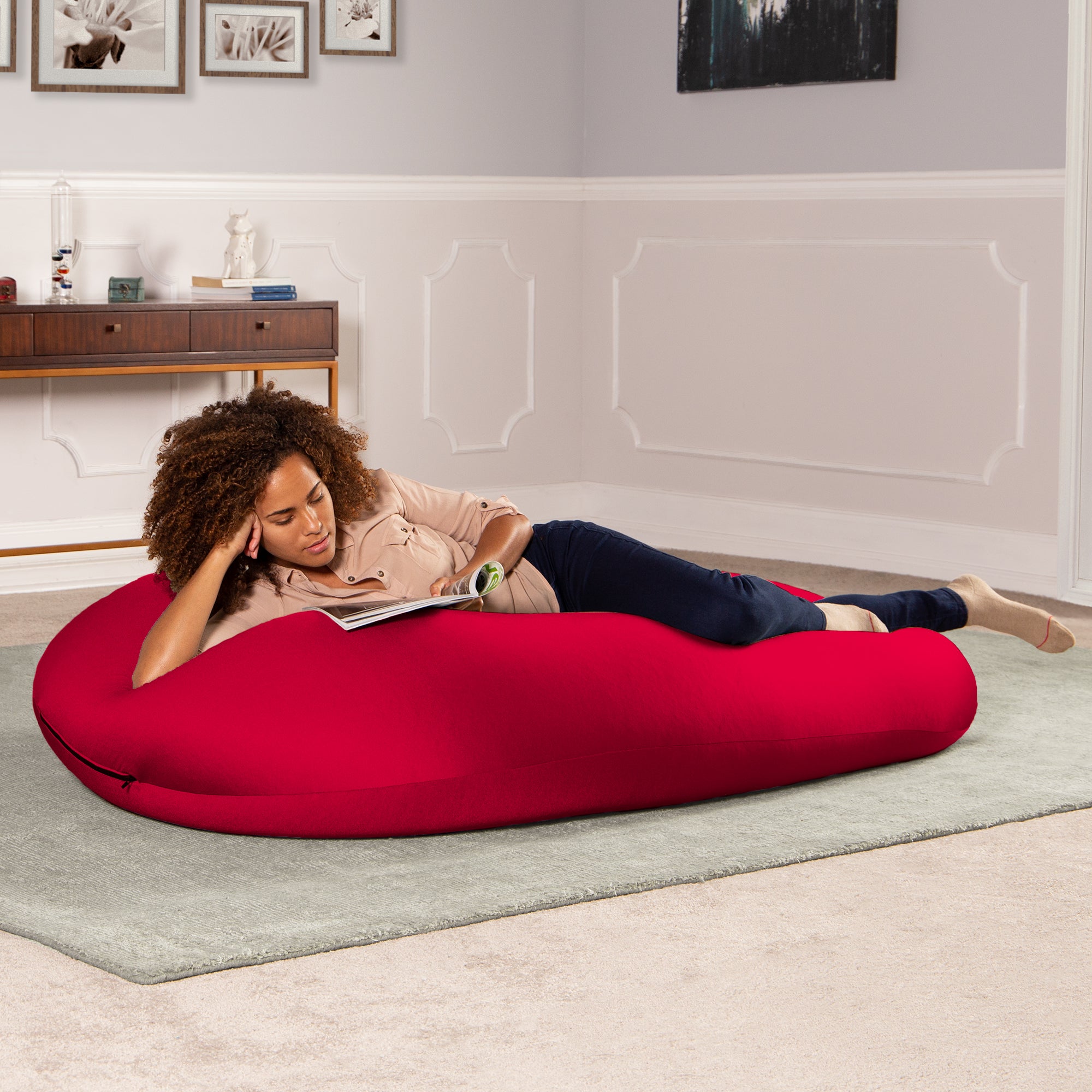 Nimbus Spandex Bean Bag Chair, Large, Cardinal