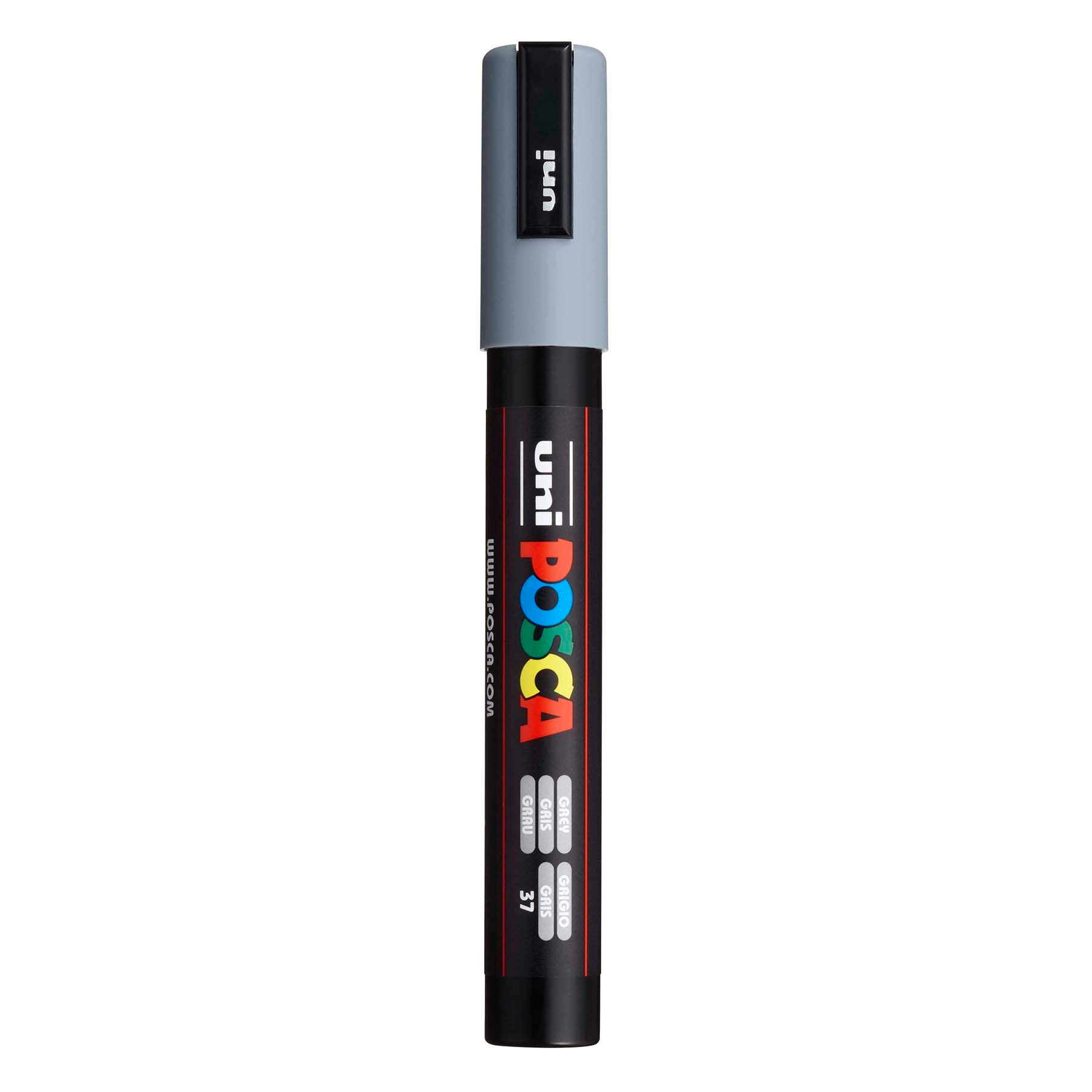 uni® POSCA PC-5M Water-Based Paint Markers, Reversible Medium Tip (1.8-2.5mm), Grey