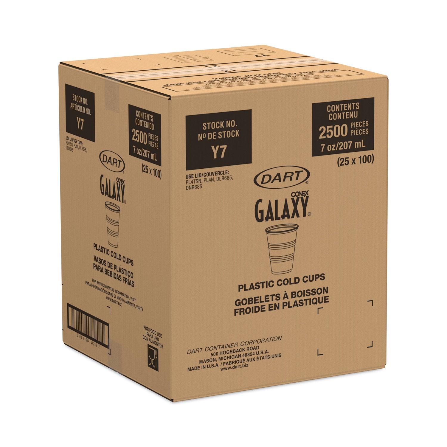 High-Impact Polystyrene Cold Cups, 7 oz, Plastic, Translucent, 100/Sleeve, 25 Sleeves/Carton