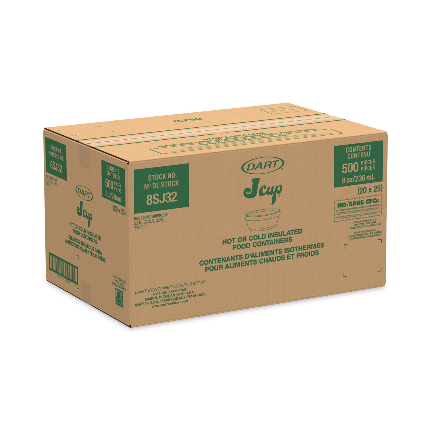 Foam Container, Squat, 8 oz, 4.63" Diameter x 1.13" h, White, 500/Carton