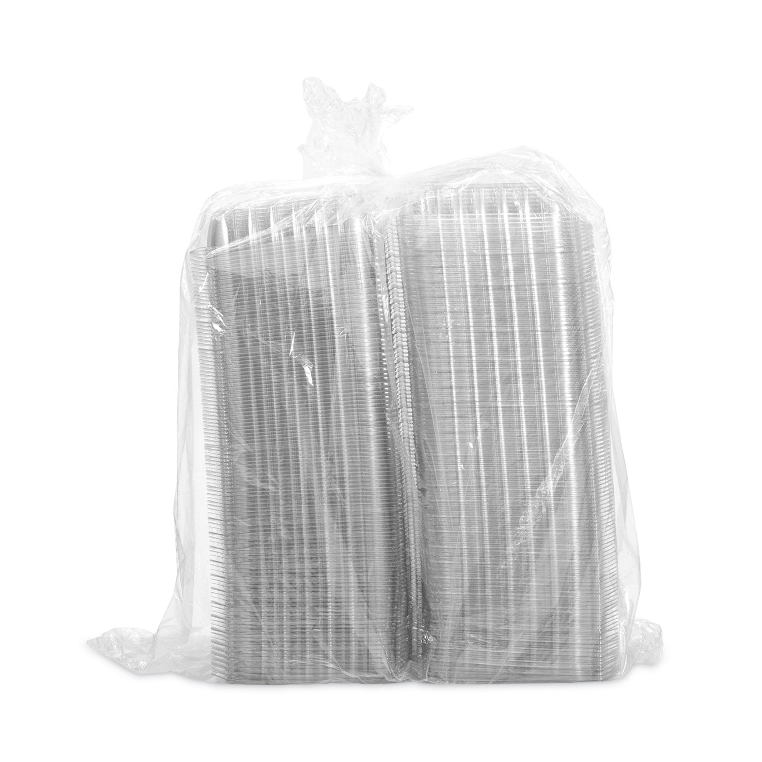 ClearSeal Hinged-Lid Plastic Containers, 8.31 x 8.31 x 2, Clear, Plastic, 125/Bag, 2 Bags/Carton