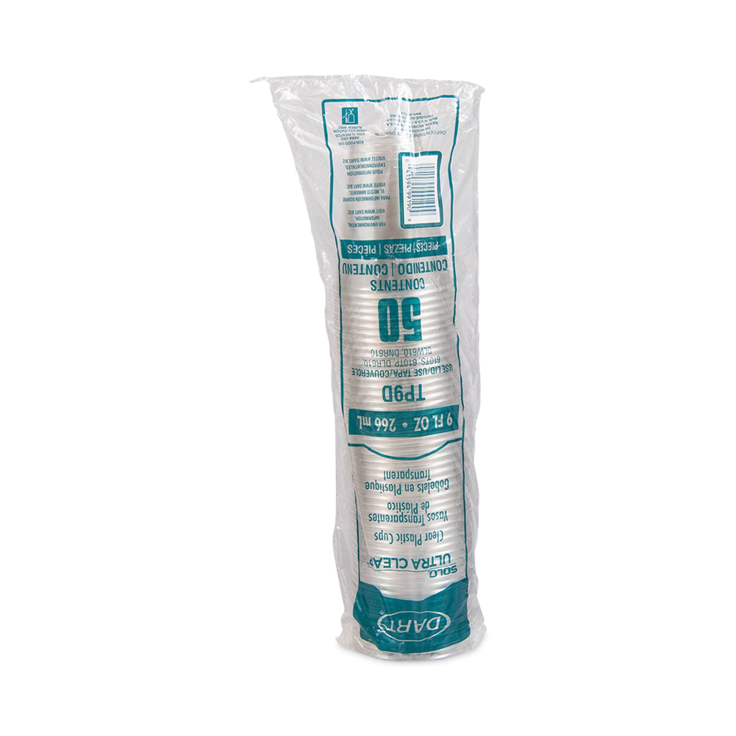 Ultra Clear PET Cups, Tall, 9 oz, Plastic, 50/Bag, 20 Bags/Carton