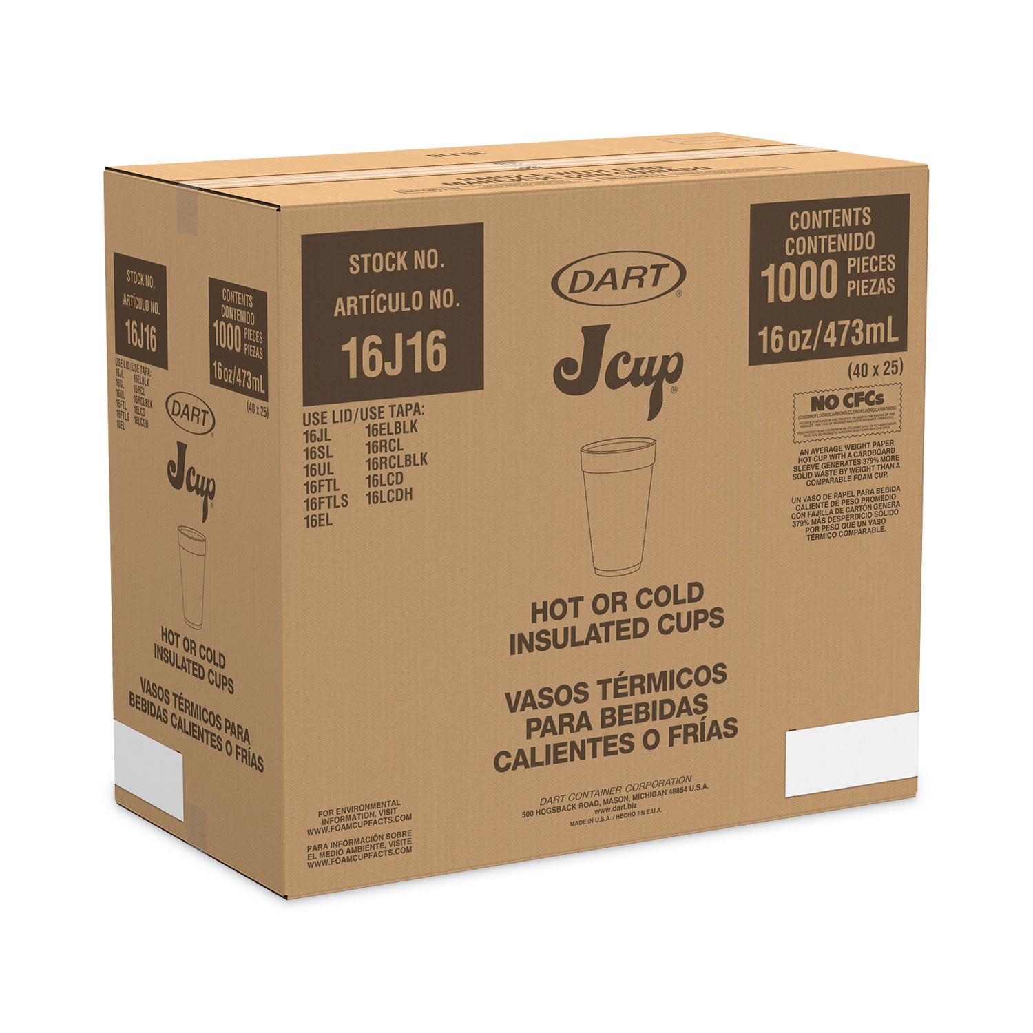 Horizon Hot/Cold Foam Drinking Cups, 16 oz, White/Cranberry, 25/Bag, 40 Bags/Carton