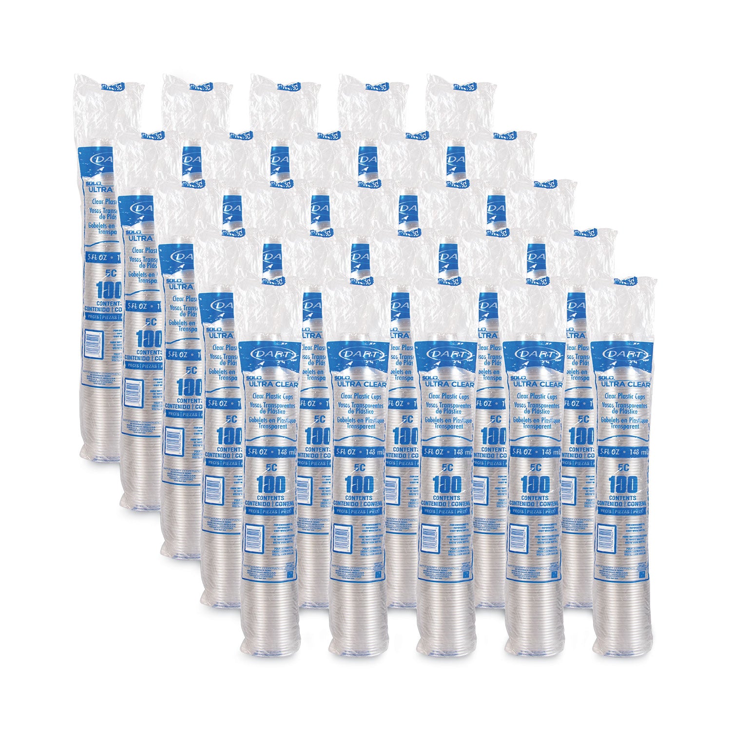Ultra Clear Cups, 5 oz, Plastic, 100/Bag, 25 Bags/Carton