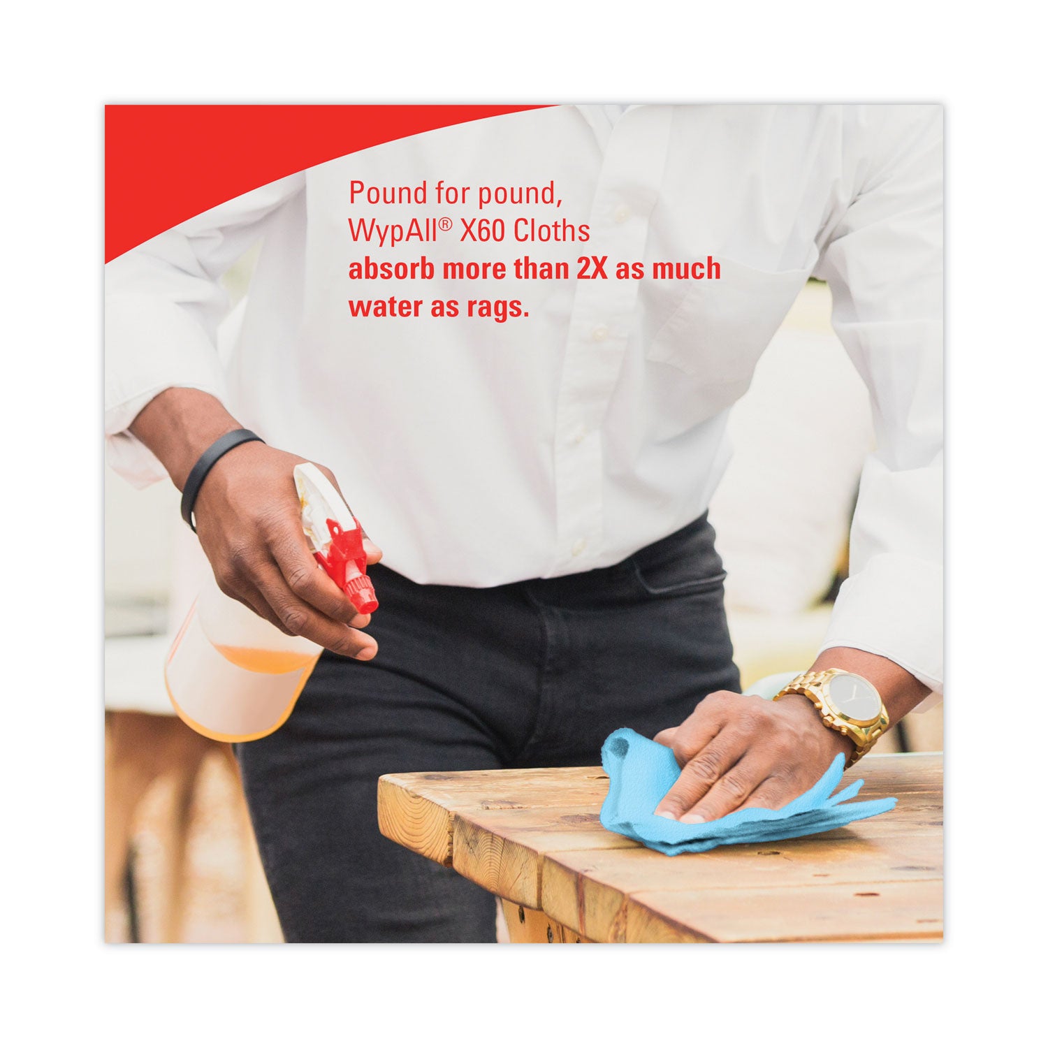 Wypall General Clean X60 Multi-Task Cleaning Cloths - For Face, Hand - 12.20" Length x 19.60" Width - Blue - 100/Roll - 1 Carton