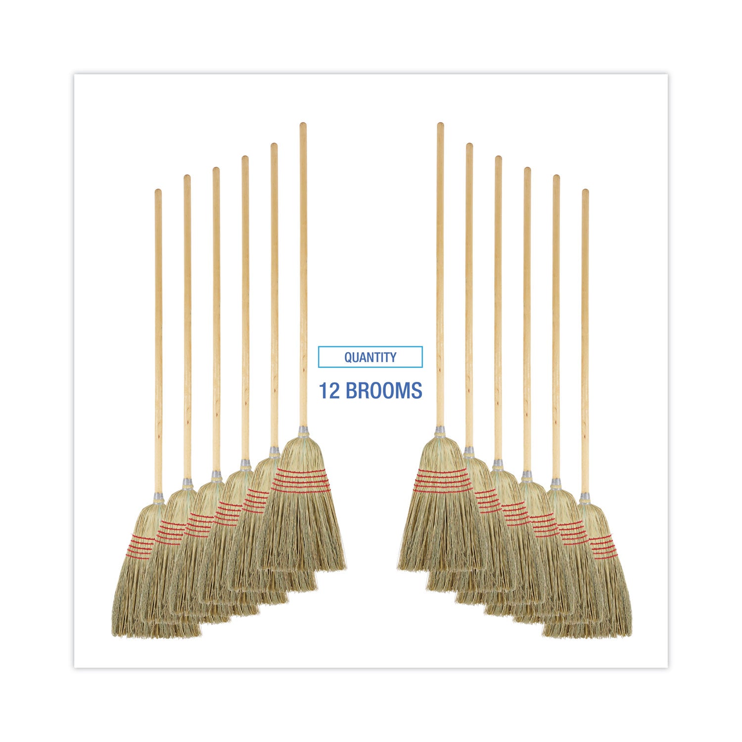 Parlor Broom, Yucca/corn Fiber Bristles, 56" Overall Length, Natural, 12/carton