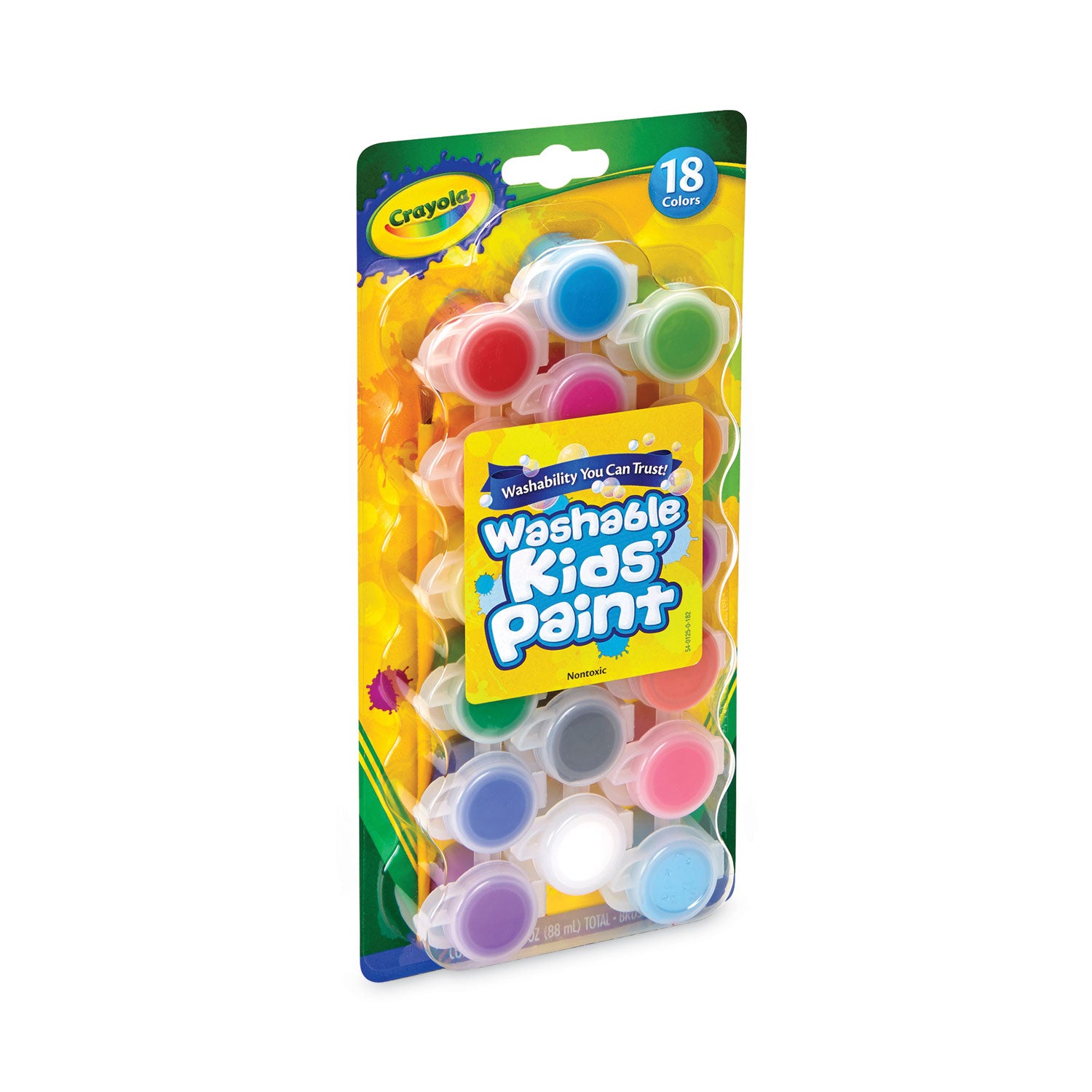 Washable Paint, 18 Assorted Colors, Interconnected 3 Oz Cups