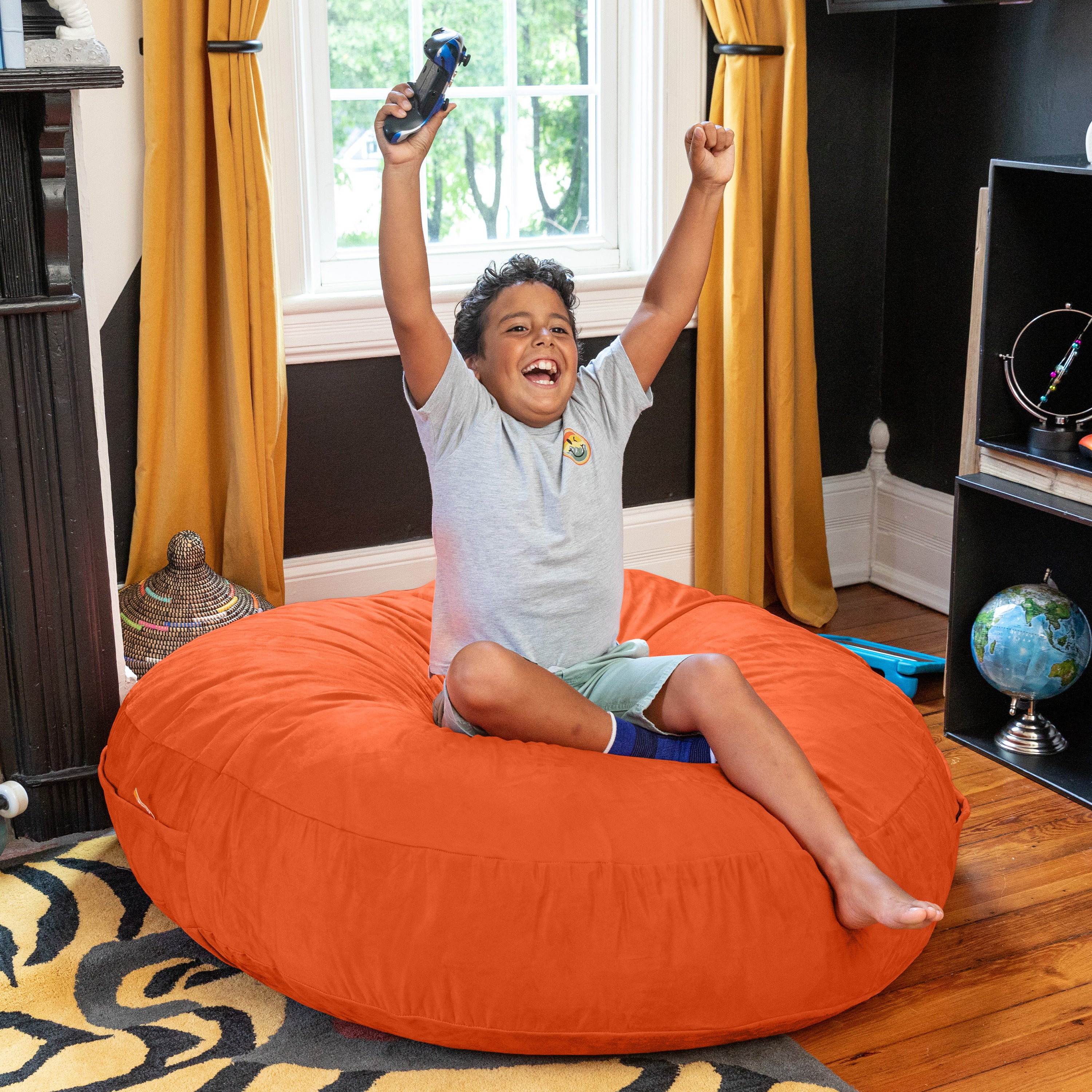 Jaxx Cocoon 4 Foot Bean Bag Chair and Crash Pad, Mandarin